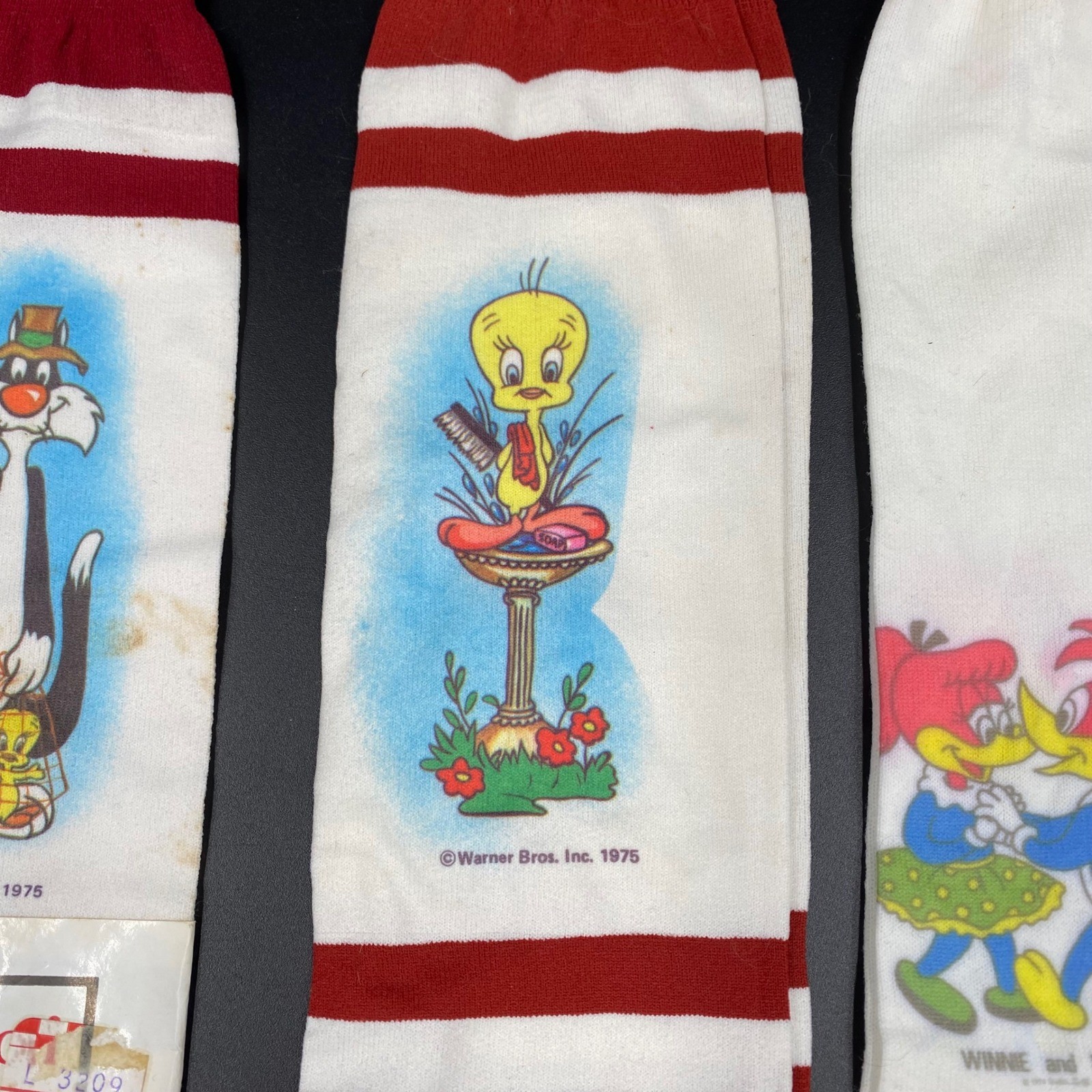Bonnie Doon Looney Tunes Vintage 70s Knee High Socks Lot Bugs Tweety Woody 8-11