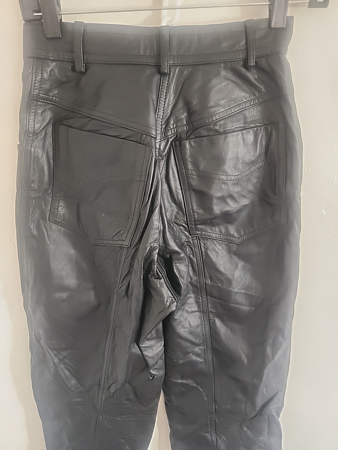 vintage 80’s 90’s y2k leather pants sz 4 black biker club womens together great