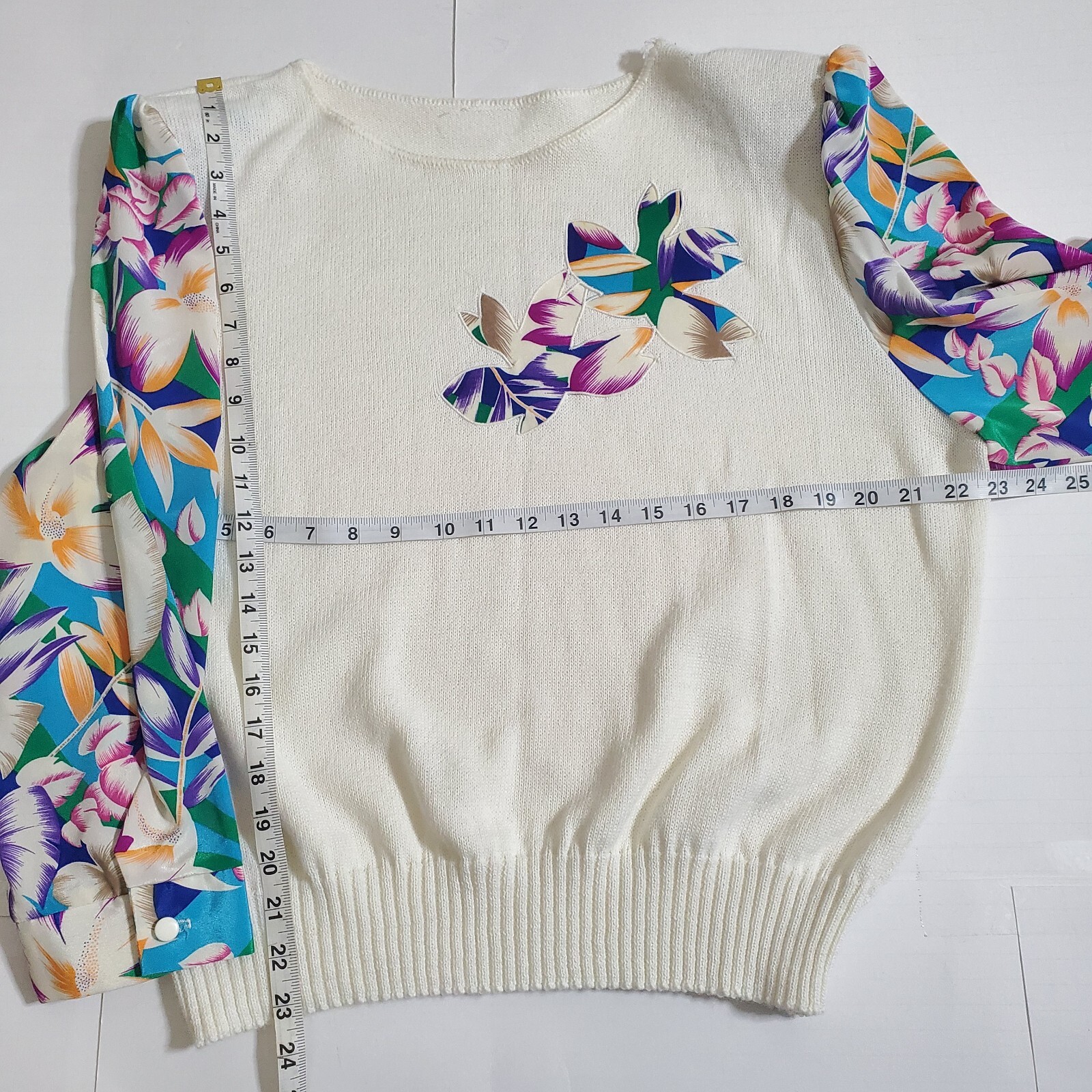 Vintage Green Pink Floral Pleated Skirt Suit Long Sleeve Top Size 1X (No Tags)