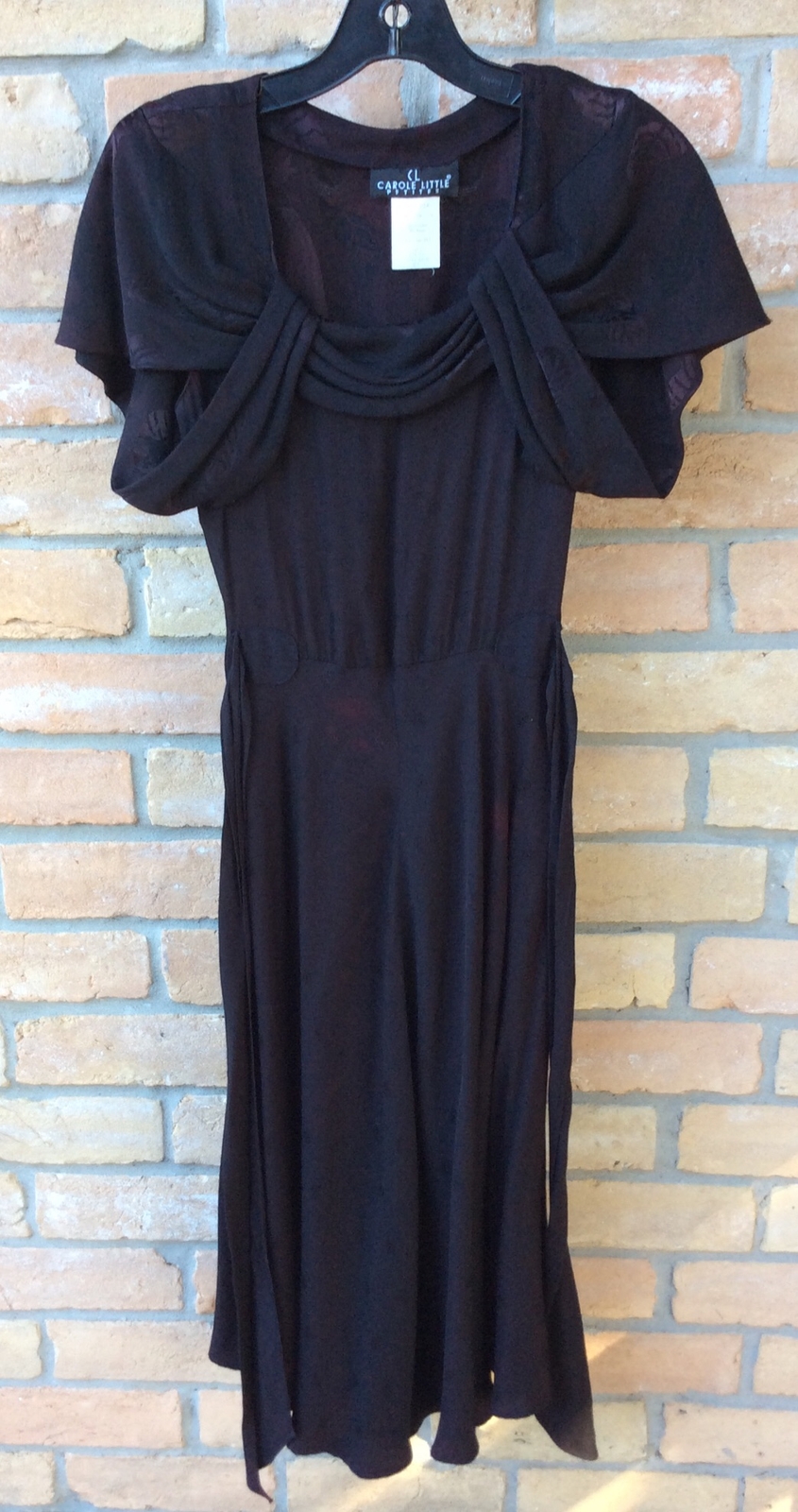 VTG 80s CAROLE LITTLE PETITES Sz 2P Dress 80s/30s Art Deco Drape Floral USA
