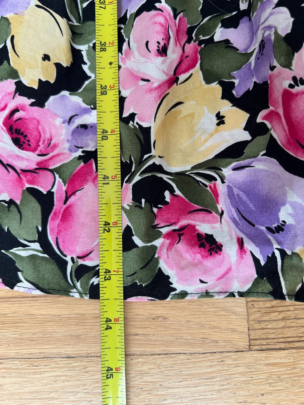 Vintage Carol Bennett Hawaii Black Floral Cottage Prairie Dress Size: L