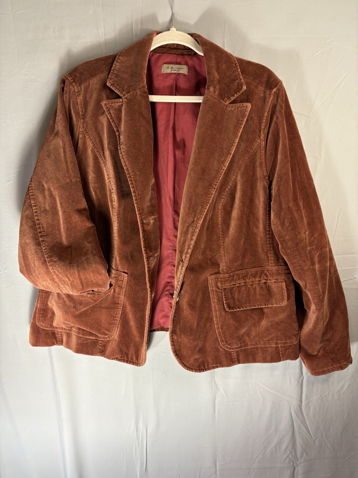 Vintage Rust Brown Velvet Womens Oversized Blazer sz M by i.e. 70s Style Western