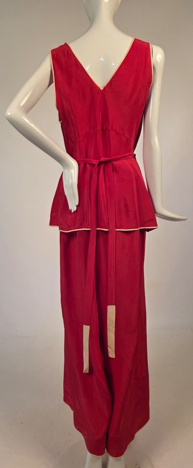 ART DECO 1920’S 4 PC SILK LINGERIE SET W 2 TOPS + ROBE + LOUNGING PANTS