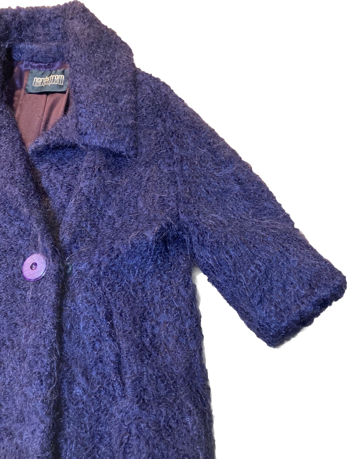 Vntg 1960’s Monte Sano Pruzan Mohair Cocoon Coat Nordstrom Plum Purple Wool M L