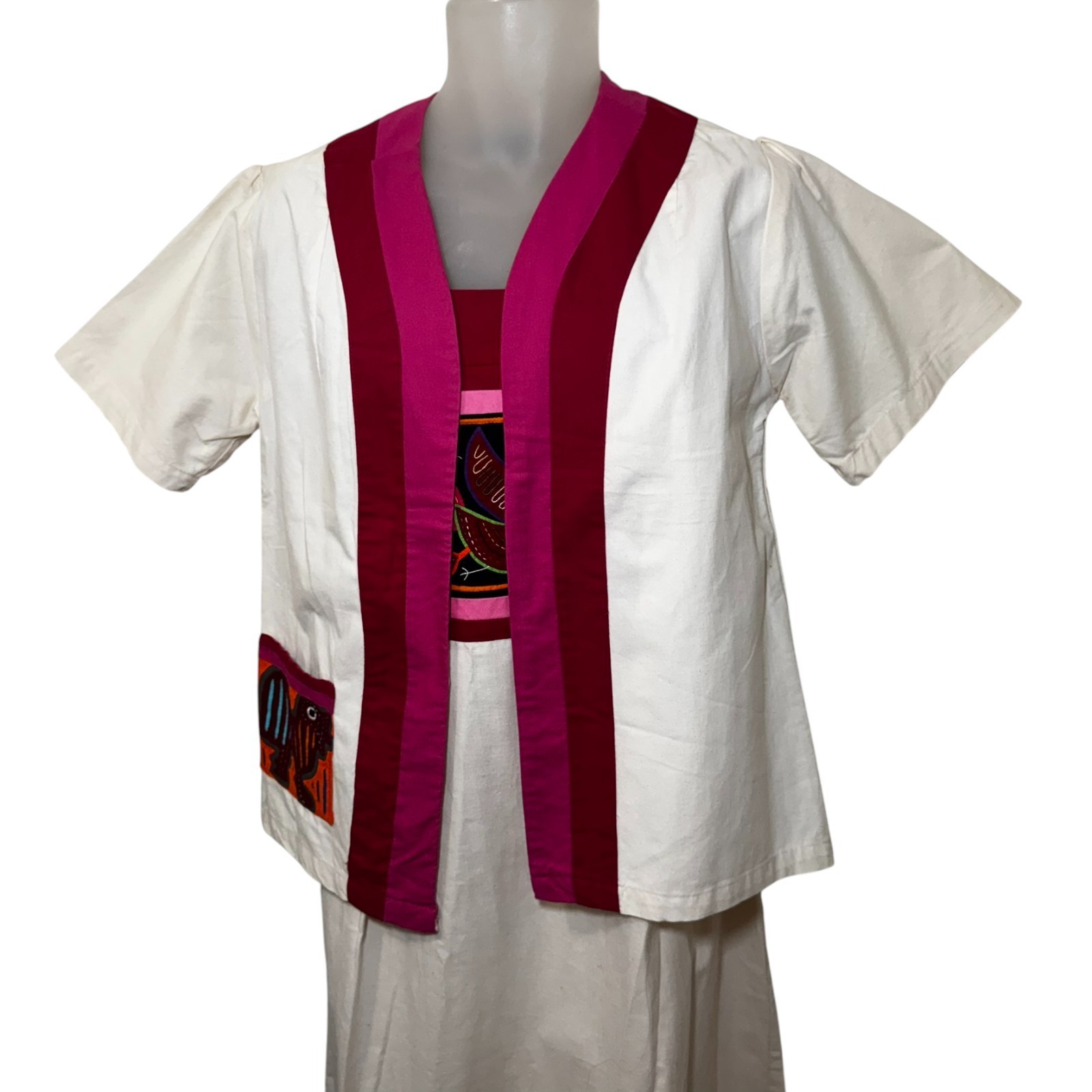 Crossroads Texas Jacket & Dress Set Mola-Style Appliqué Ethnic Art Resort Wear