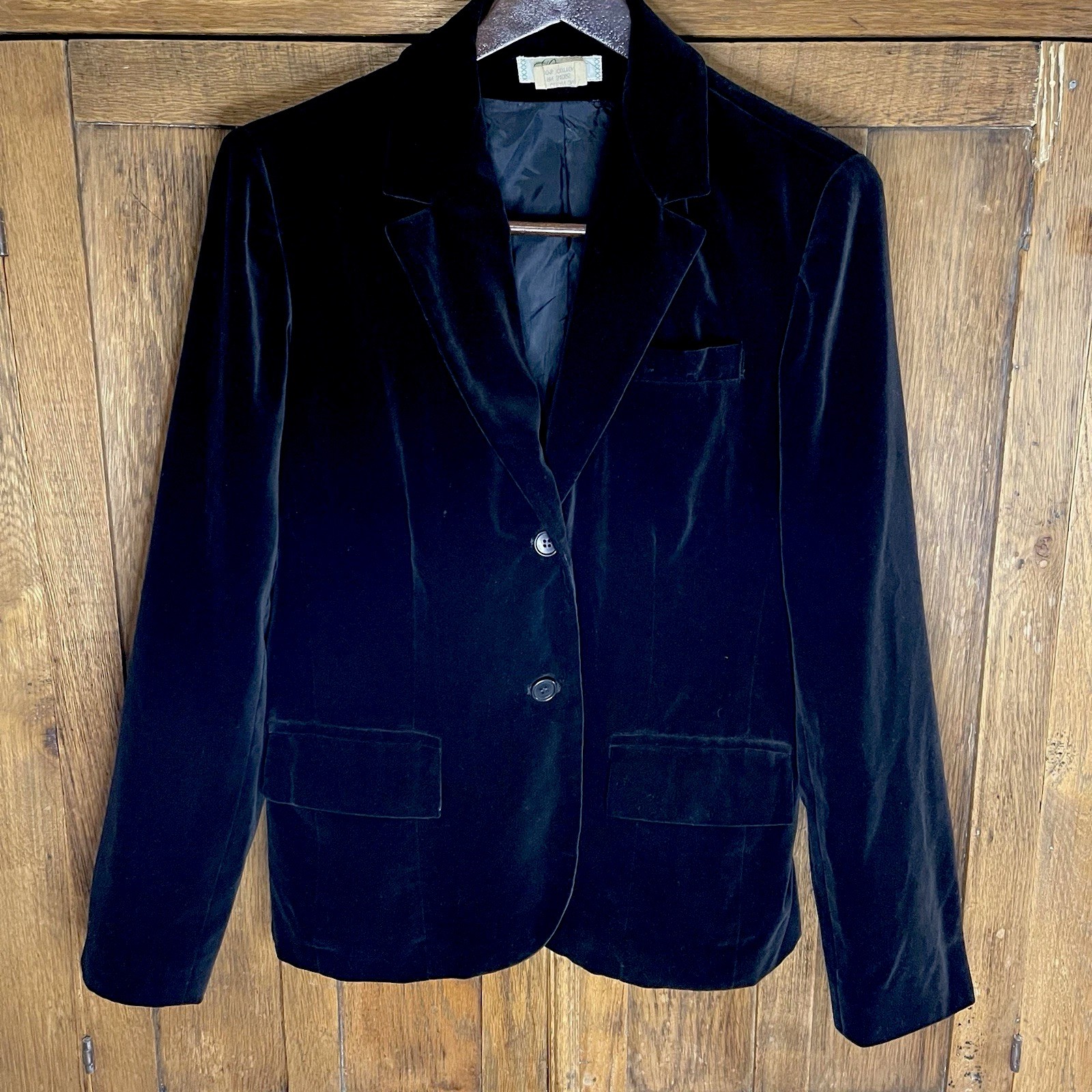 VTG Prestige Of Boston Velvet Blazer 2 Button Jacket Black Academia Women 10