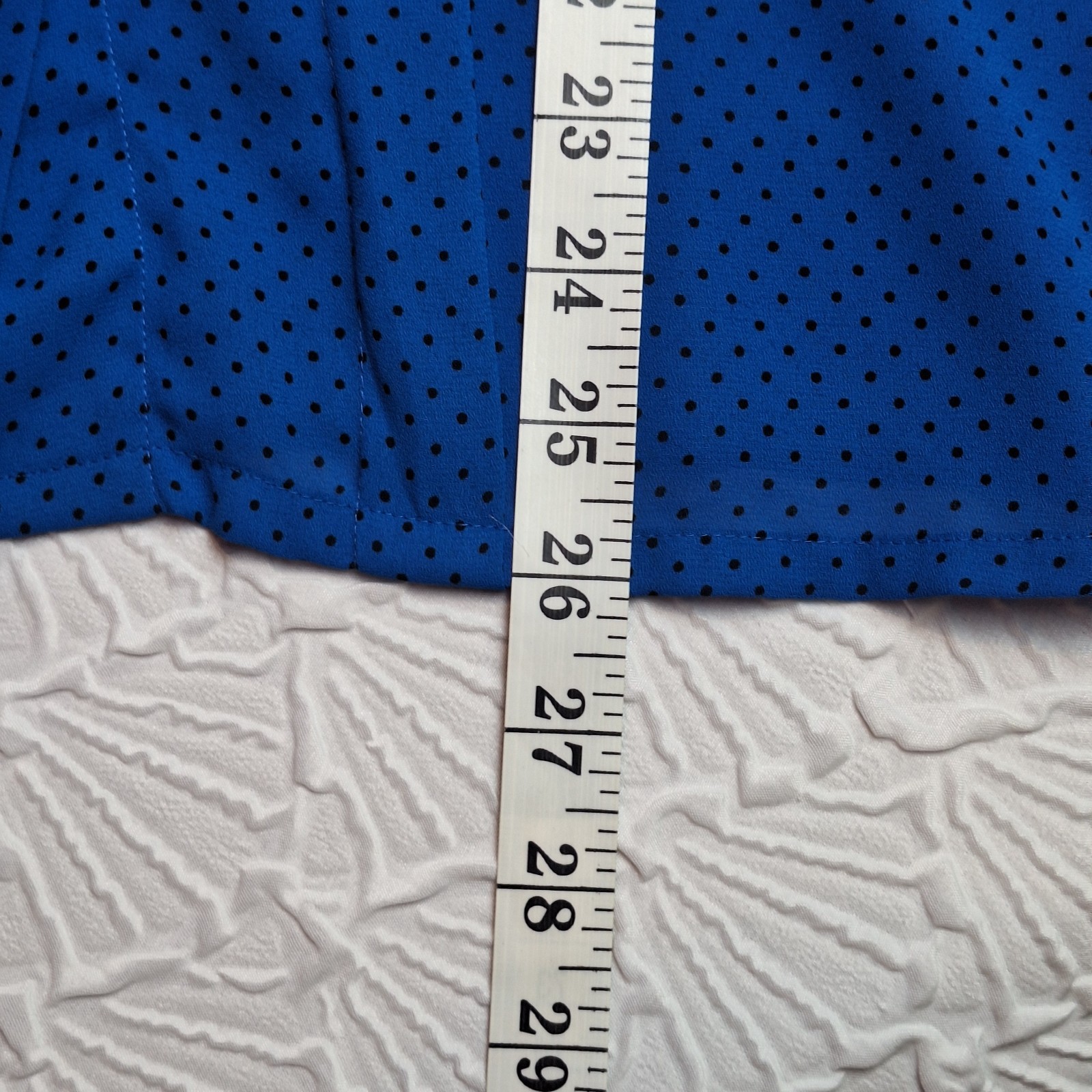 Vtg 80’s Compositions Skirt & Blouse Set, Blue With Black Polka Dots, Size…