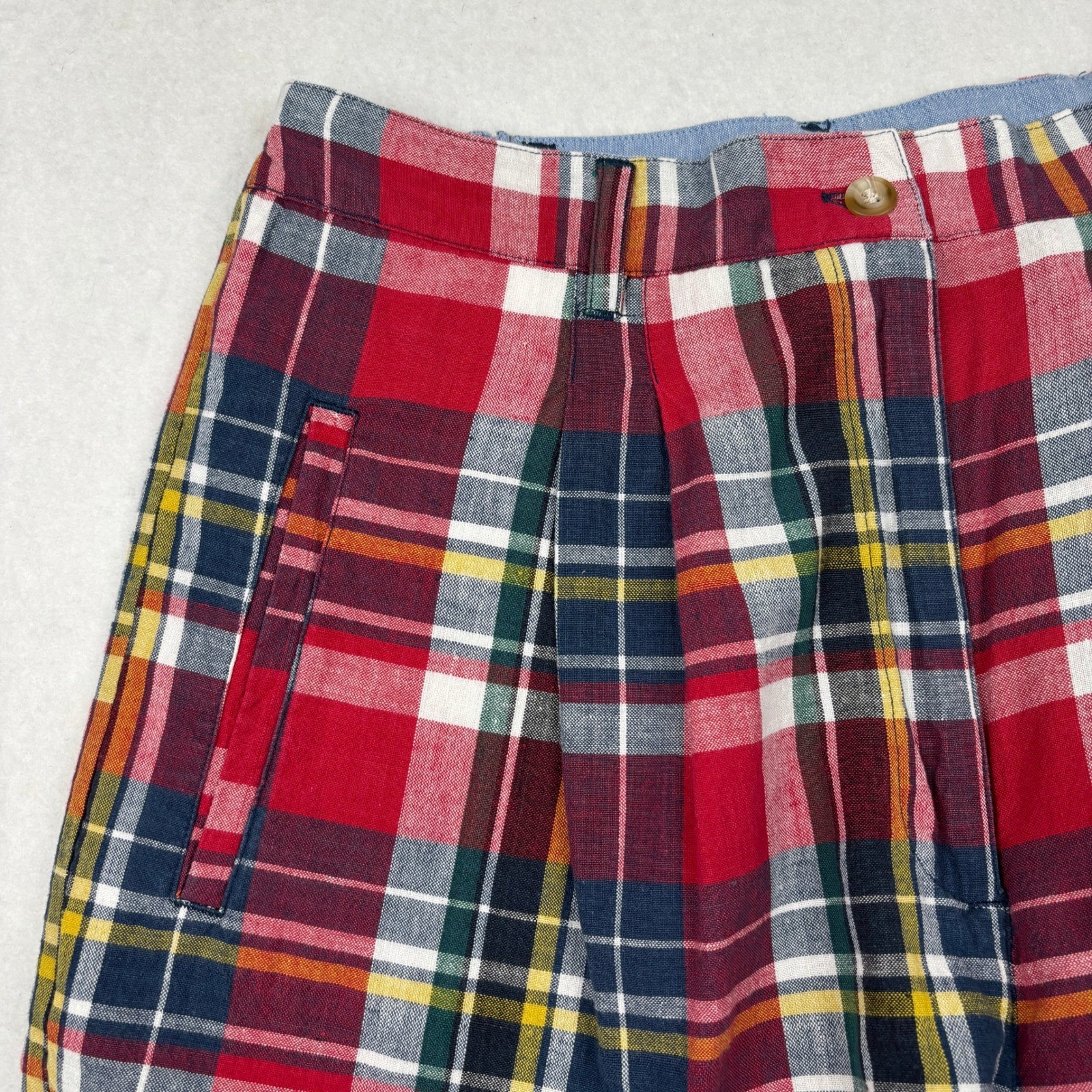 Bugle Boy Shorts Womens 10 Plaid Pleated High Rise Vintage