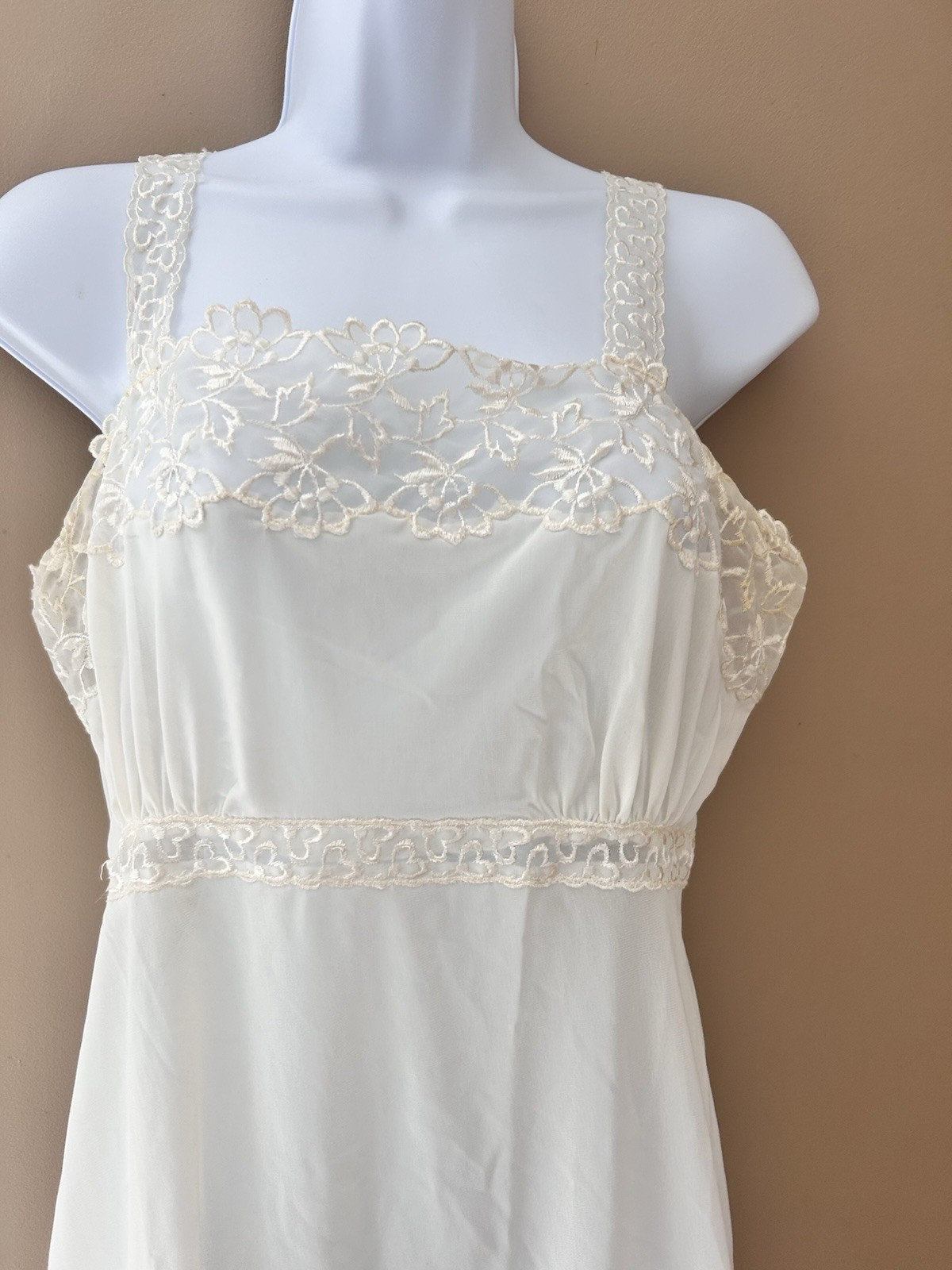 Antique Edwardian Dress 1920 Ivory Mesh Lace 32 XS S Vintage Wedding Gown