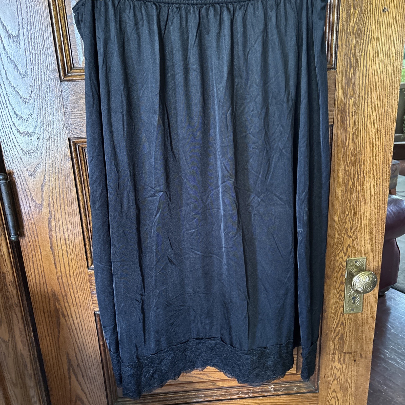 Vintage VELROSE HALF SLIP Black Plus Size 4X 100% Nylon LACE Coquette Vamp 4XL