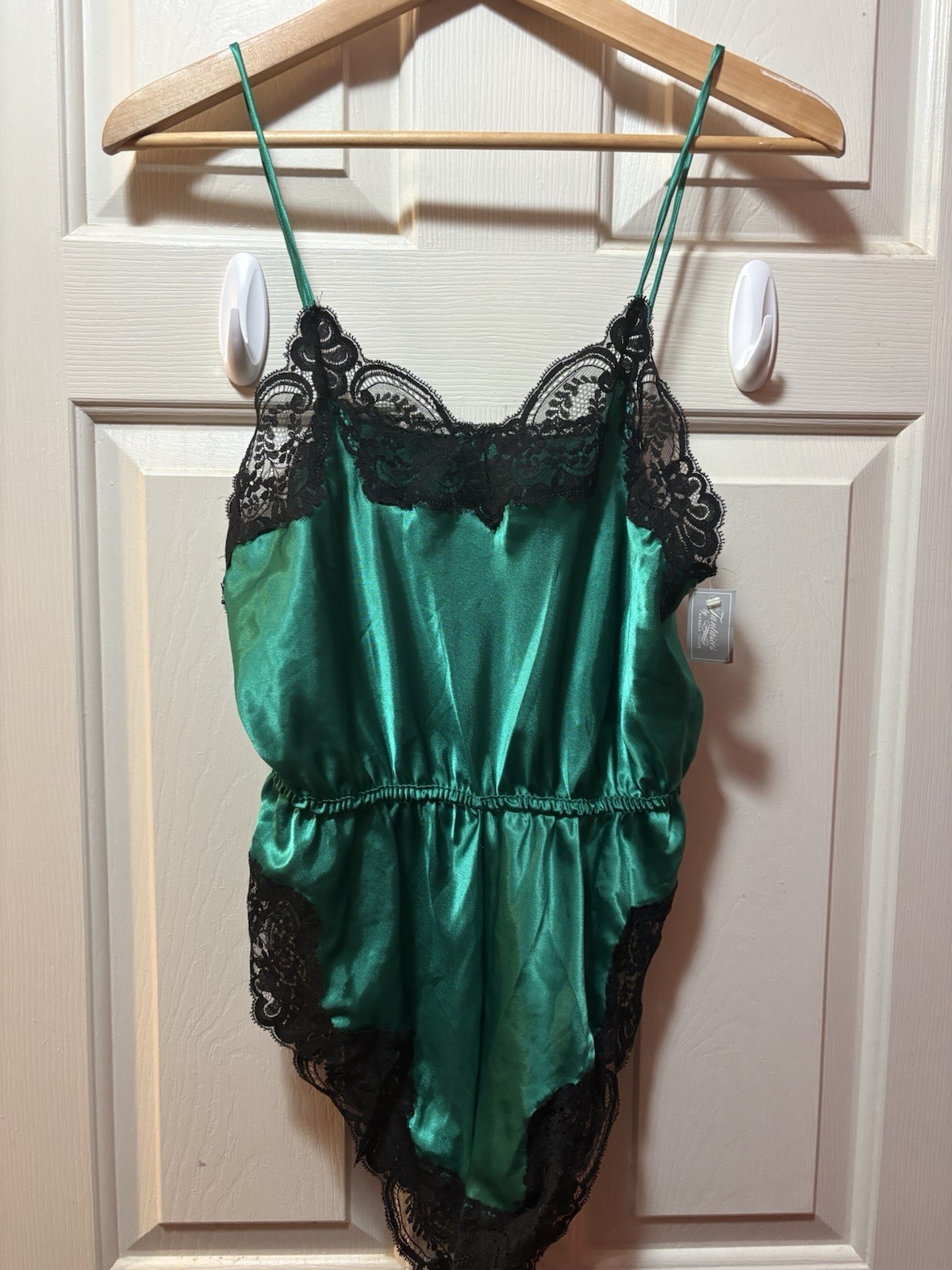 NWT Vintage Fantasies Morgan Taylor Green High Cut Teddy Negligée M 80s 70s USA