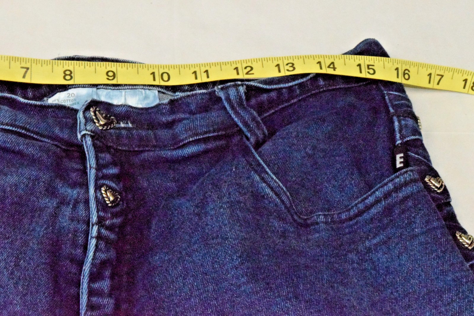 Vintage Jeans Western Ethics W32 L33 90s Blue Silver Heart Buttons High Waist