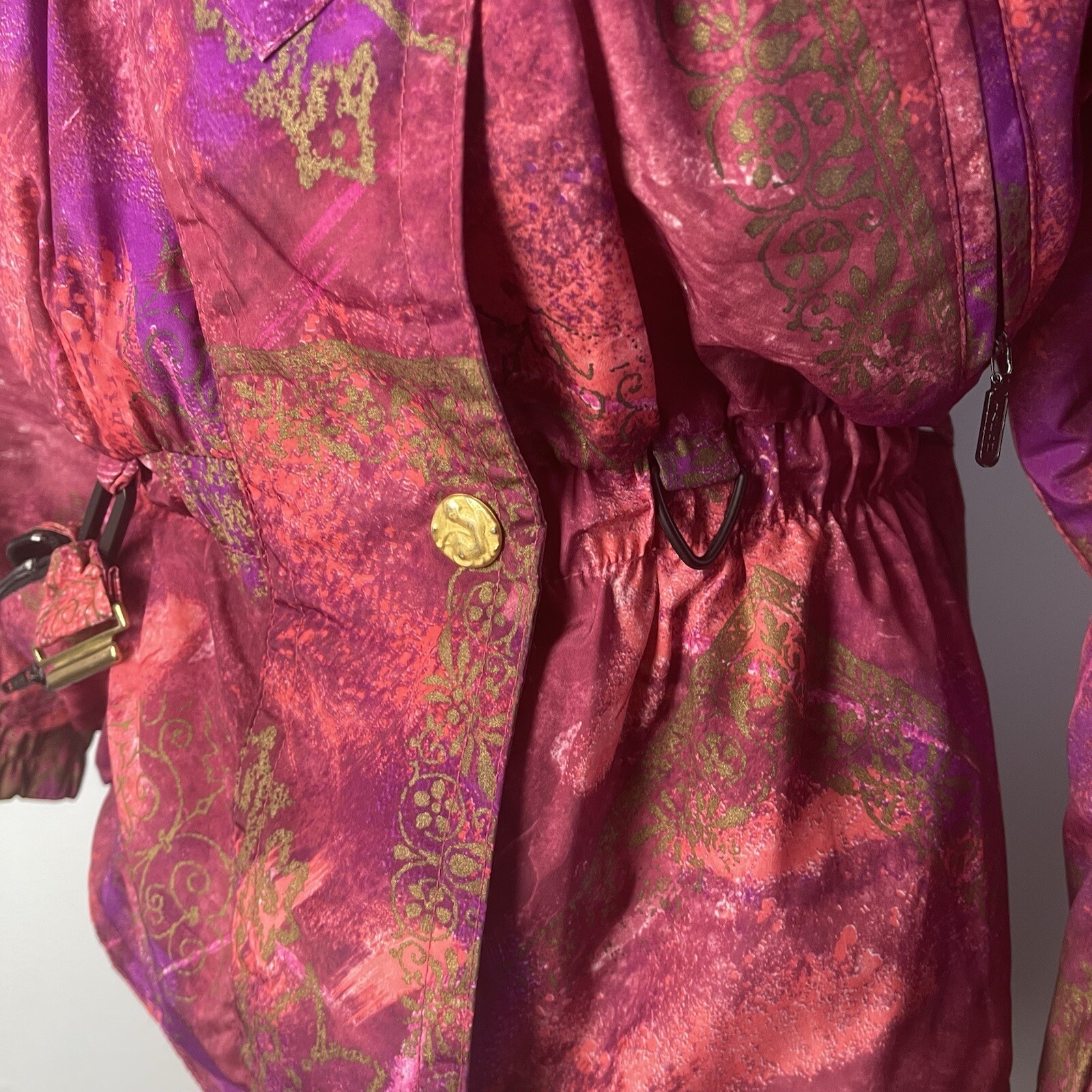 90s 1990s Knockout Pink, Purple and Gold Ski Coat with MATCHING FANNYPACK