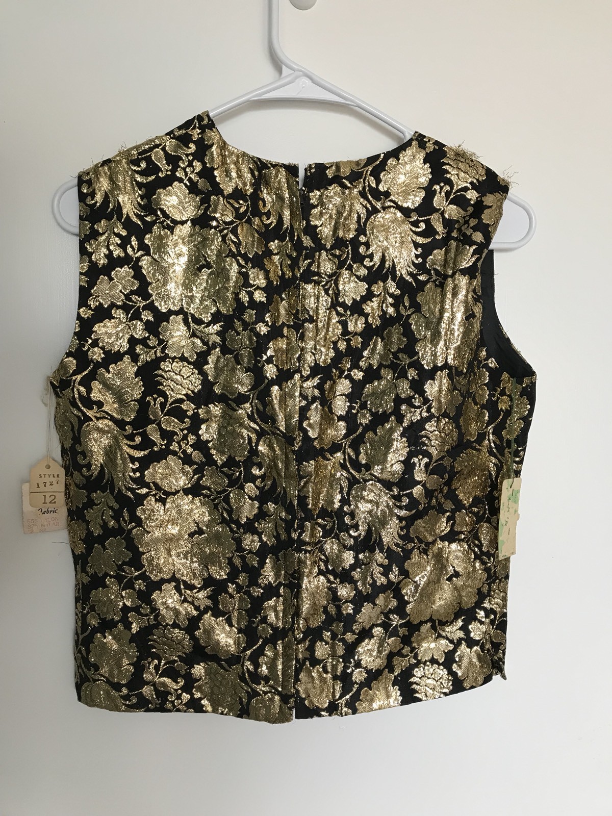 LUREX Black Gold Floral Set Vintage HONG KONG Mid Century MOD Sz M/L WITH TAGS