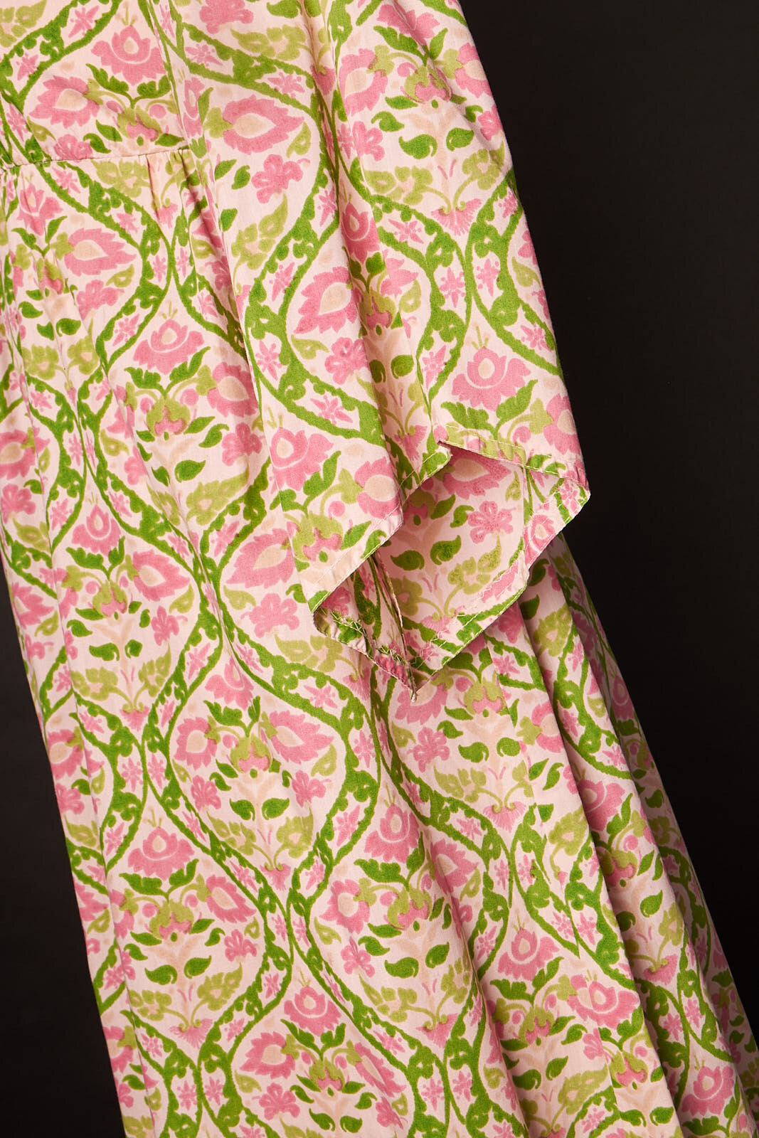 Vintage 1970s Pink and Green Caftan Style Dress