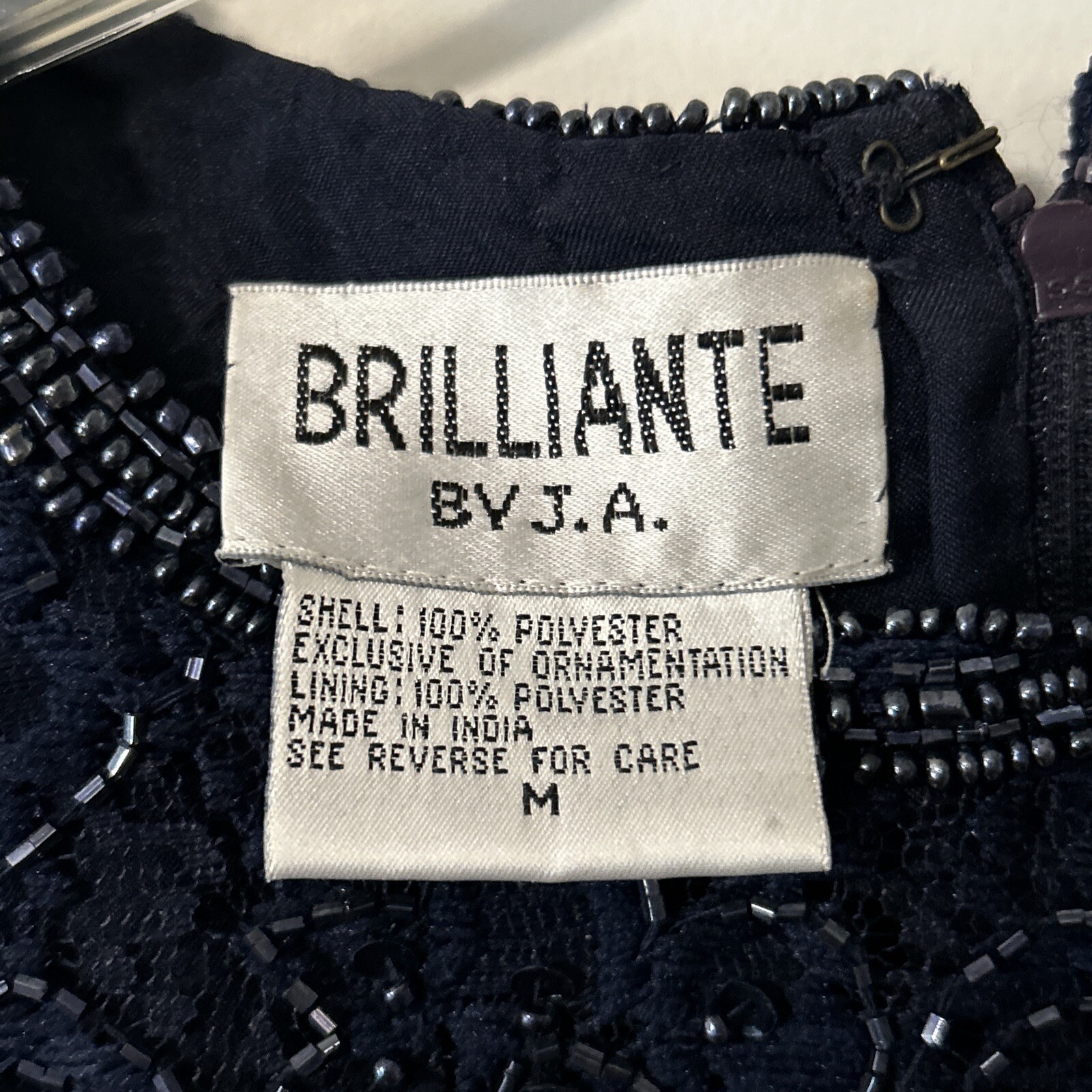 Vintage Brilliante By J.A. Navy Sequined Beaded Dress Medium