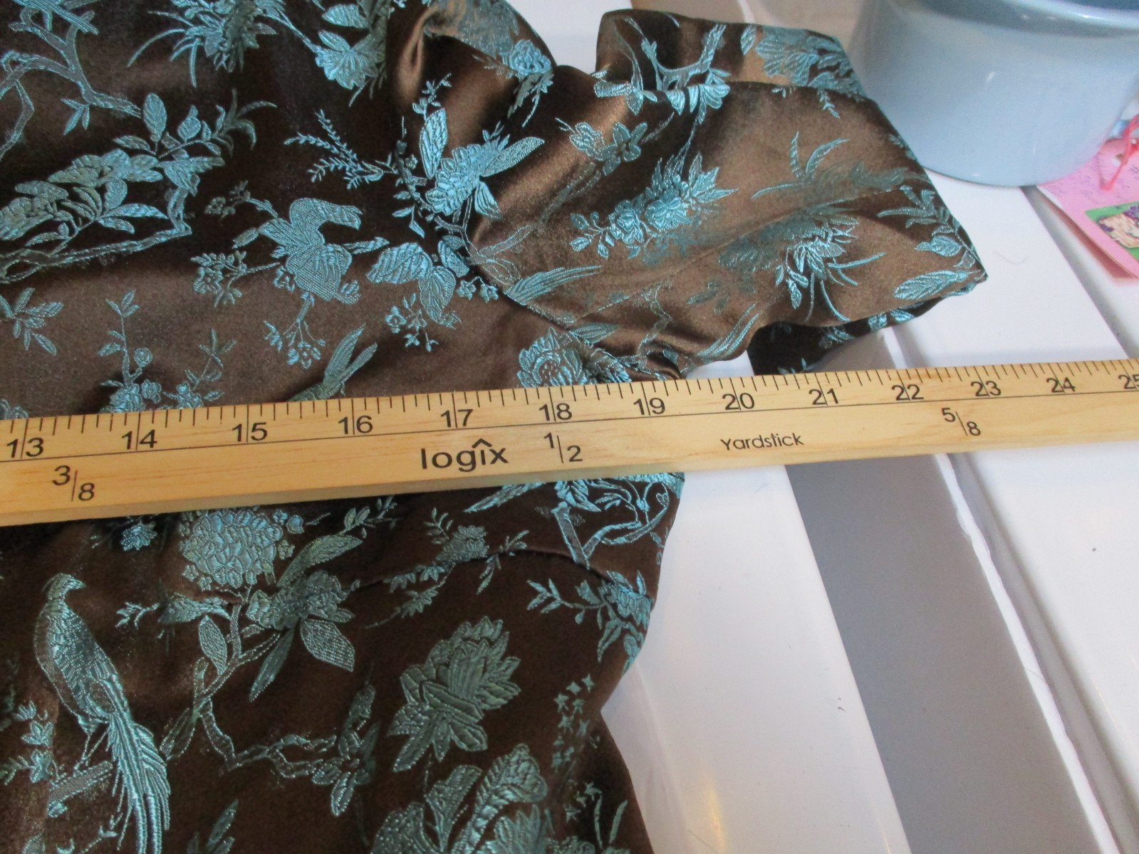 Vintage Asian Embroidered Silk /Rayon Coat/Jacket – Turquoise- Brown -S- M (38)