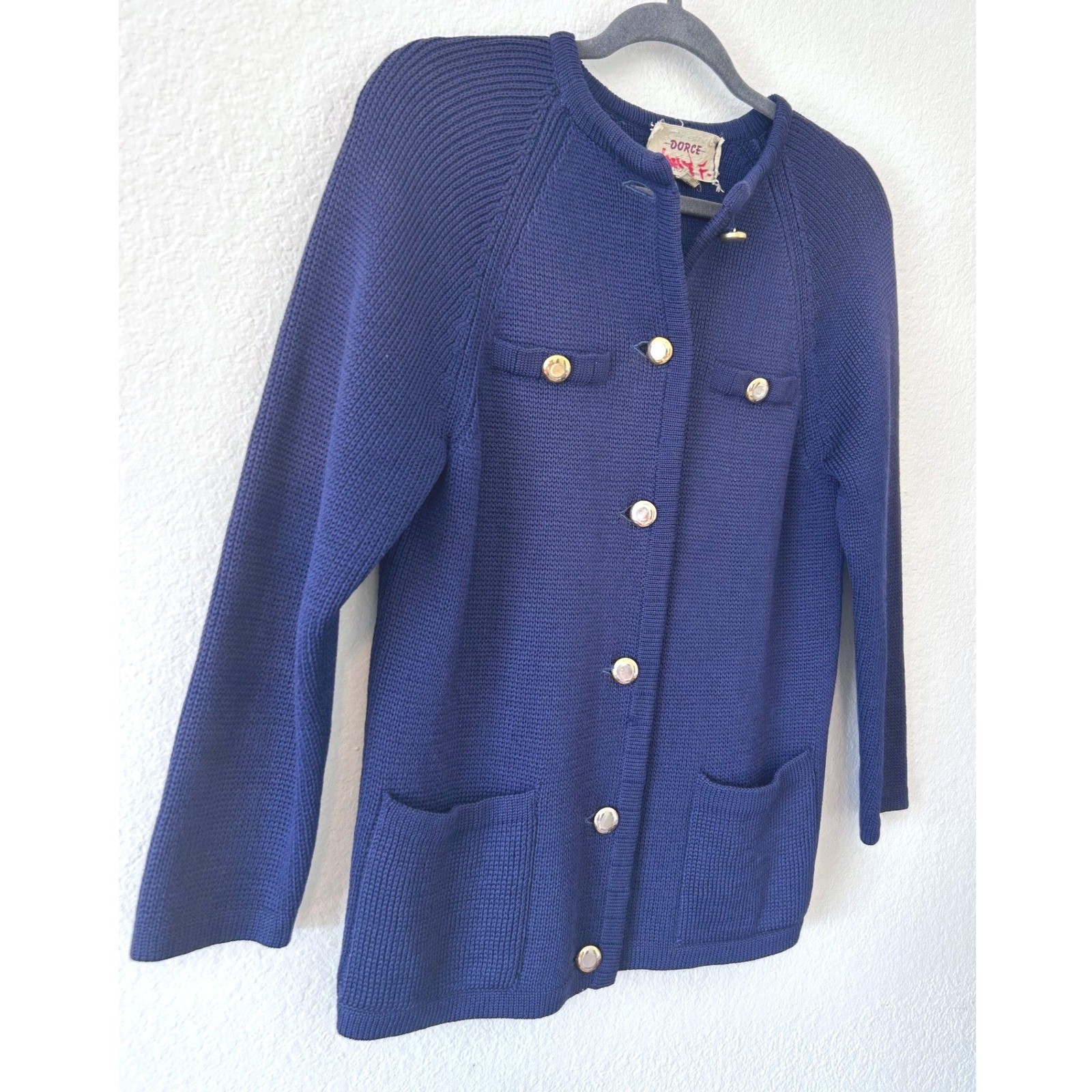 Vintage Dorce for LeRoy Knitwear Wool Old Money Preppy Cardigan Sweater SZ S