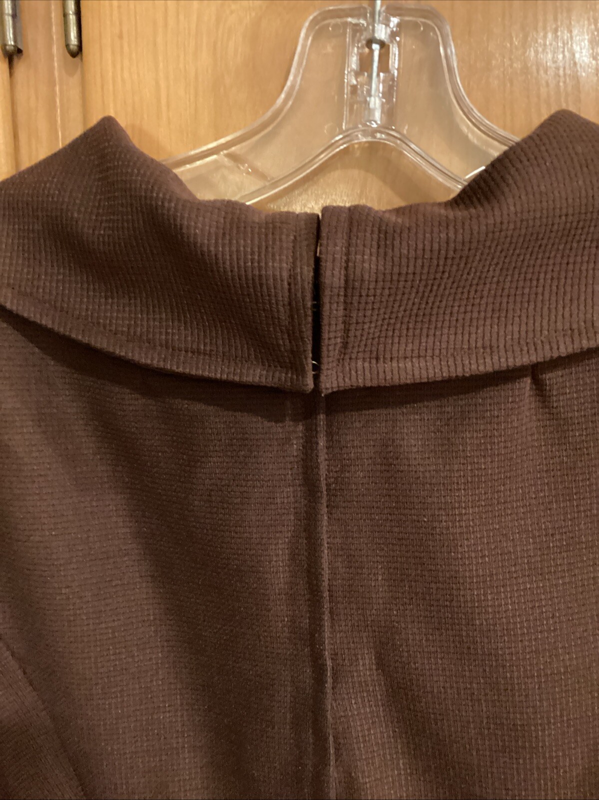 1970s Women’s Handmade Dress Sz S Brown Polyester A-Line Wide Collar Midi