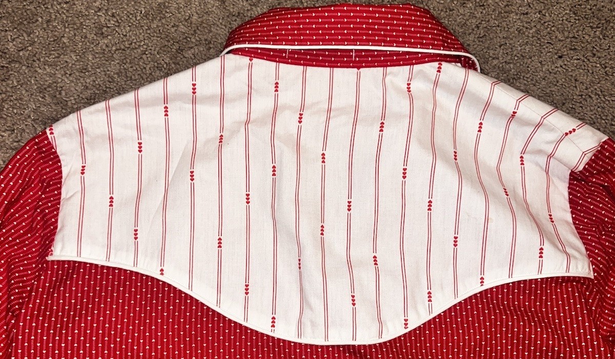 Vintage 80s Heart Pattern Valentine’s Day Men’s Western Shirt L/XL Unisex