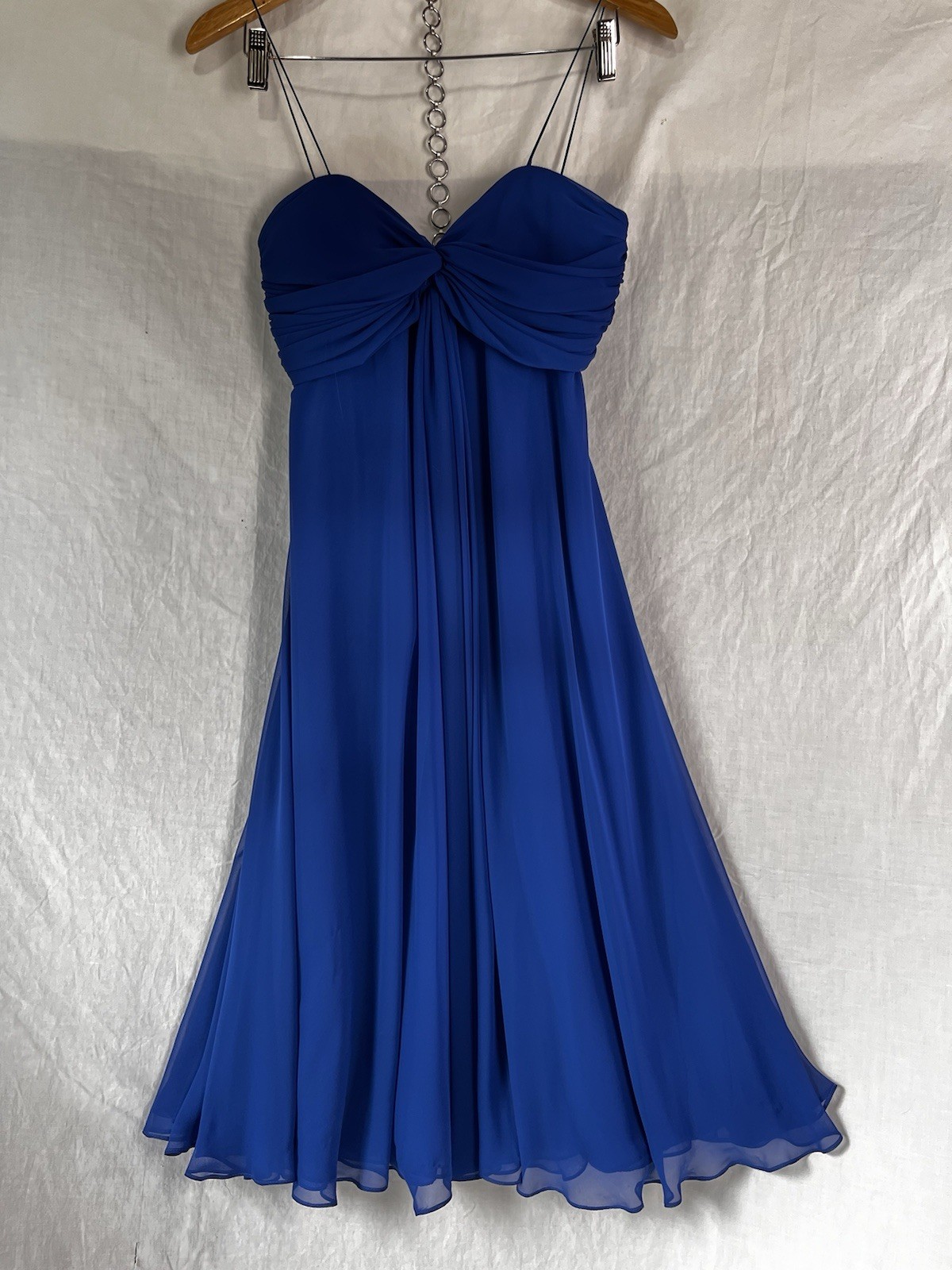 Vintage Dress Pamela Edwards Blue Size 8 Babydoll Layered Flowy Formal Midi Gown