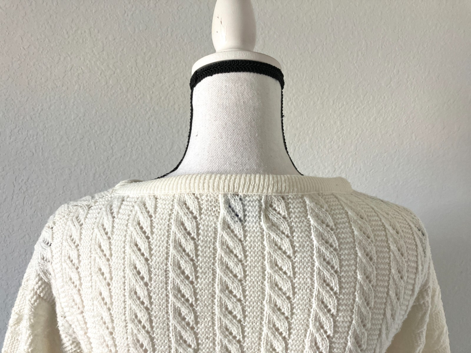 1960s Cable Knit Pullover Sweater, Vintage Ivory Tunic Length Sweaterv,Mod Style