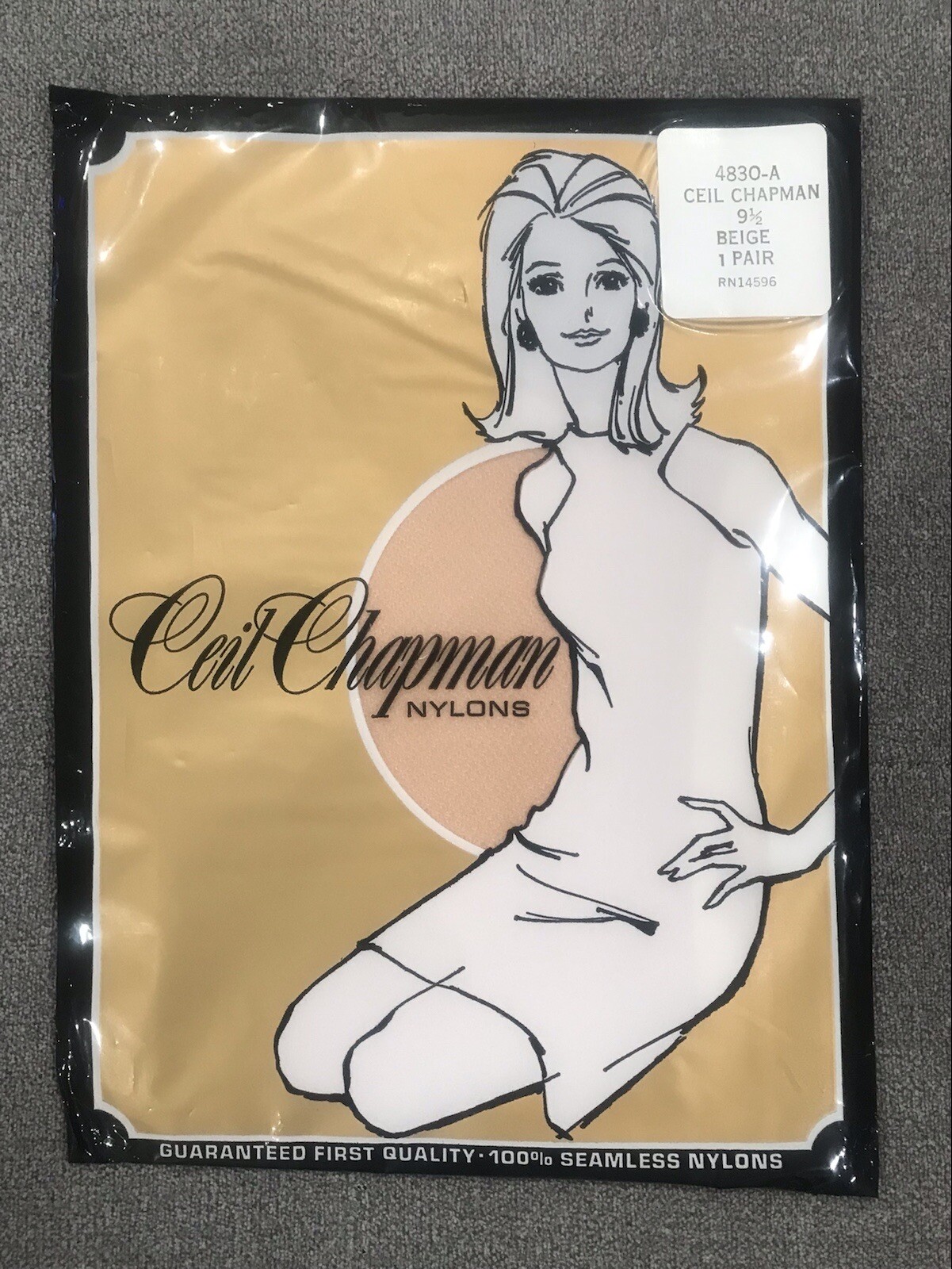 Vintage Pair 100% Seamless Nylons size 9 1/2 Beige Stockings New In Package