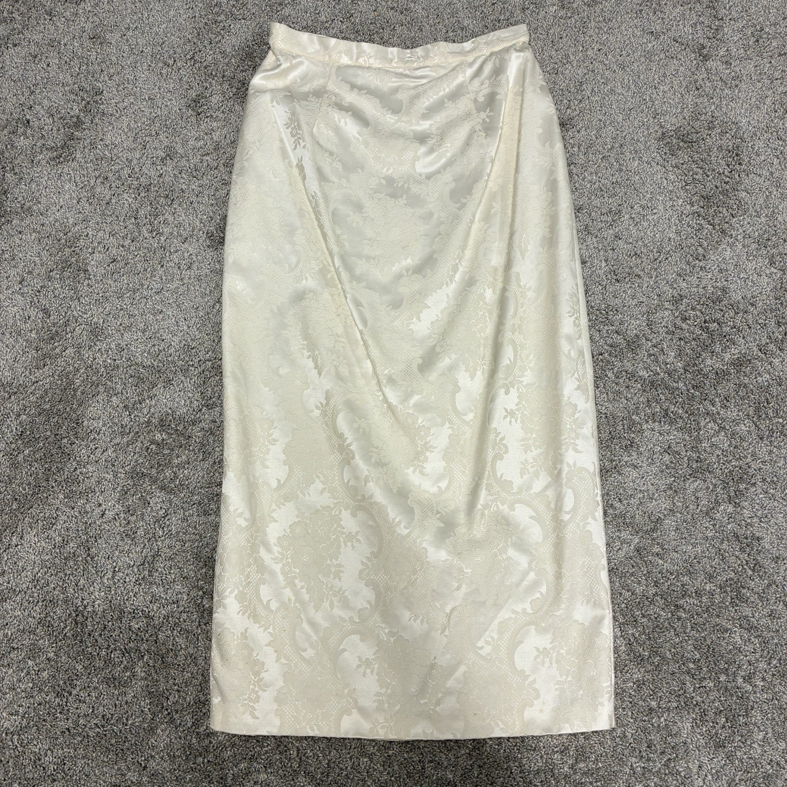 VTG Jessica McClintock Bridal Suit Sz 12 Ivory Peplum Jacket Jacquard Lace 80’s