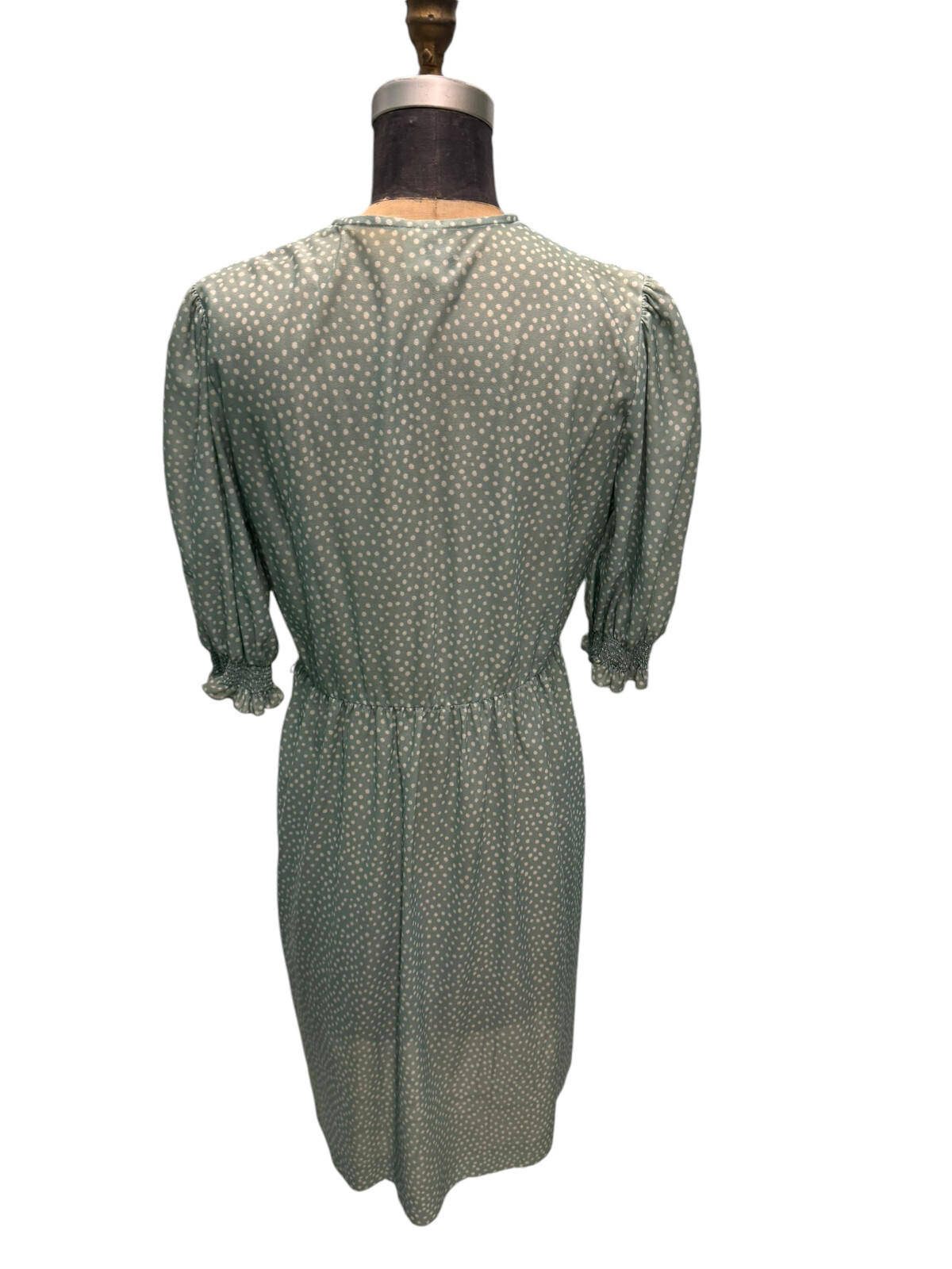 Vintage Parade New York Country Style Green White Polka Dot Dress Sz 8