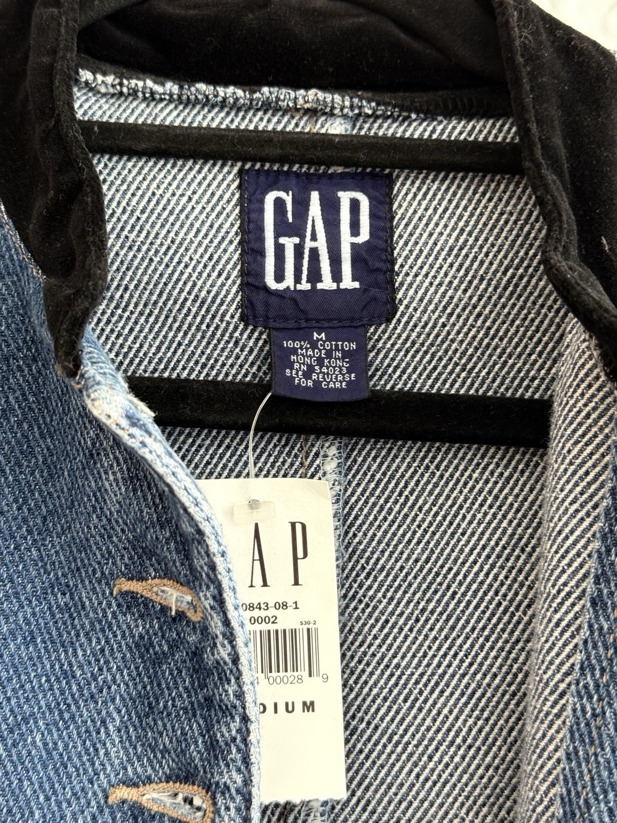 NWT Vintage 1980s/1990s Gap denim military Inspired Jacket-Band Collar-Blue Jean