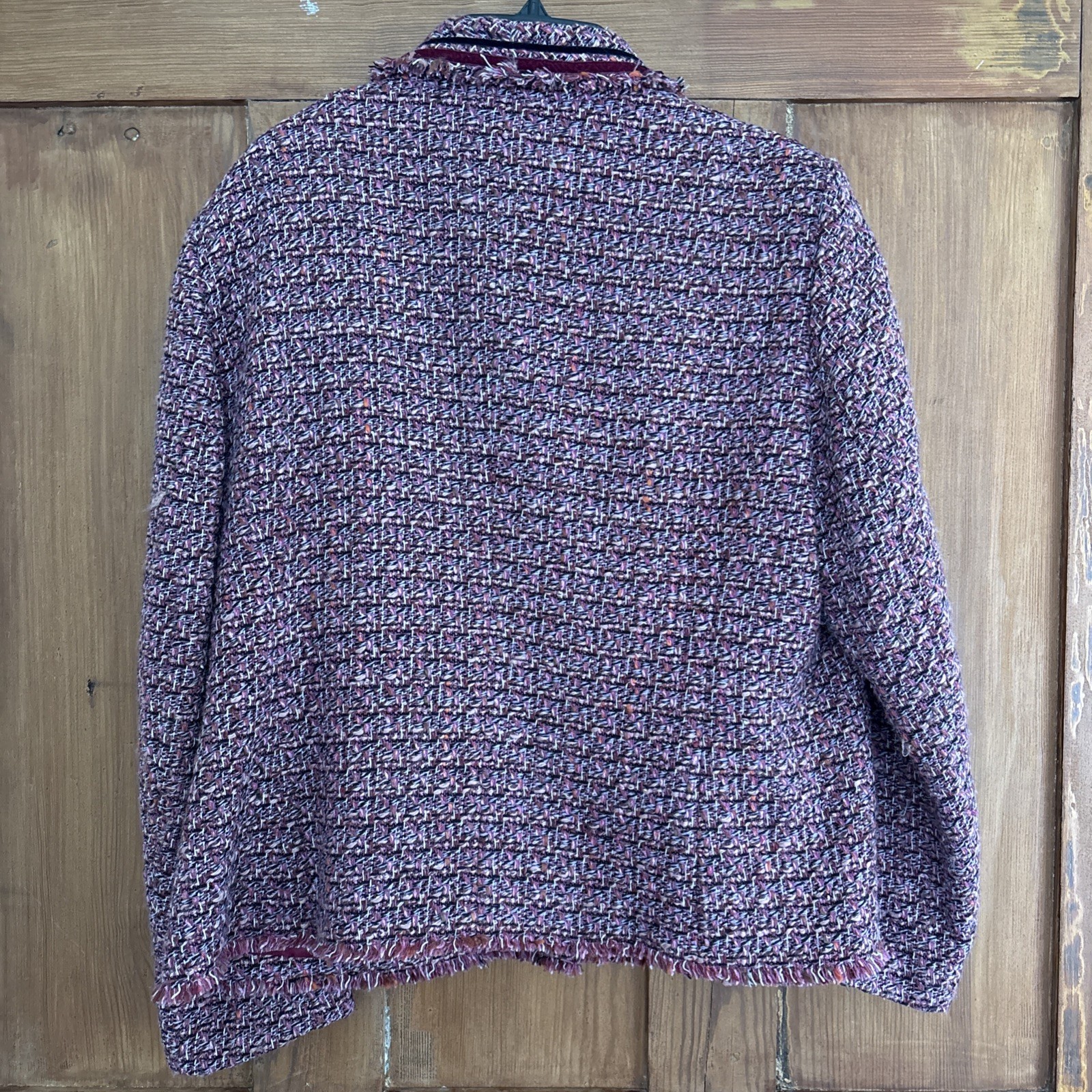 Vintage Apriori Pink Purple Black Wool Tweed Lined Blazer Jacket Size 16