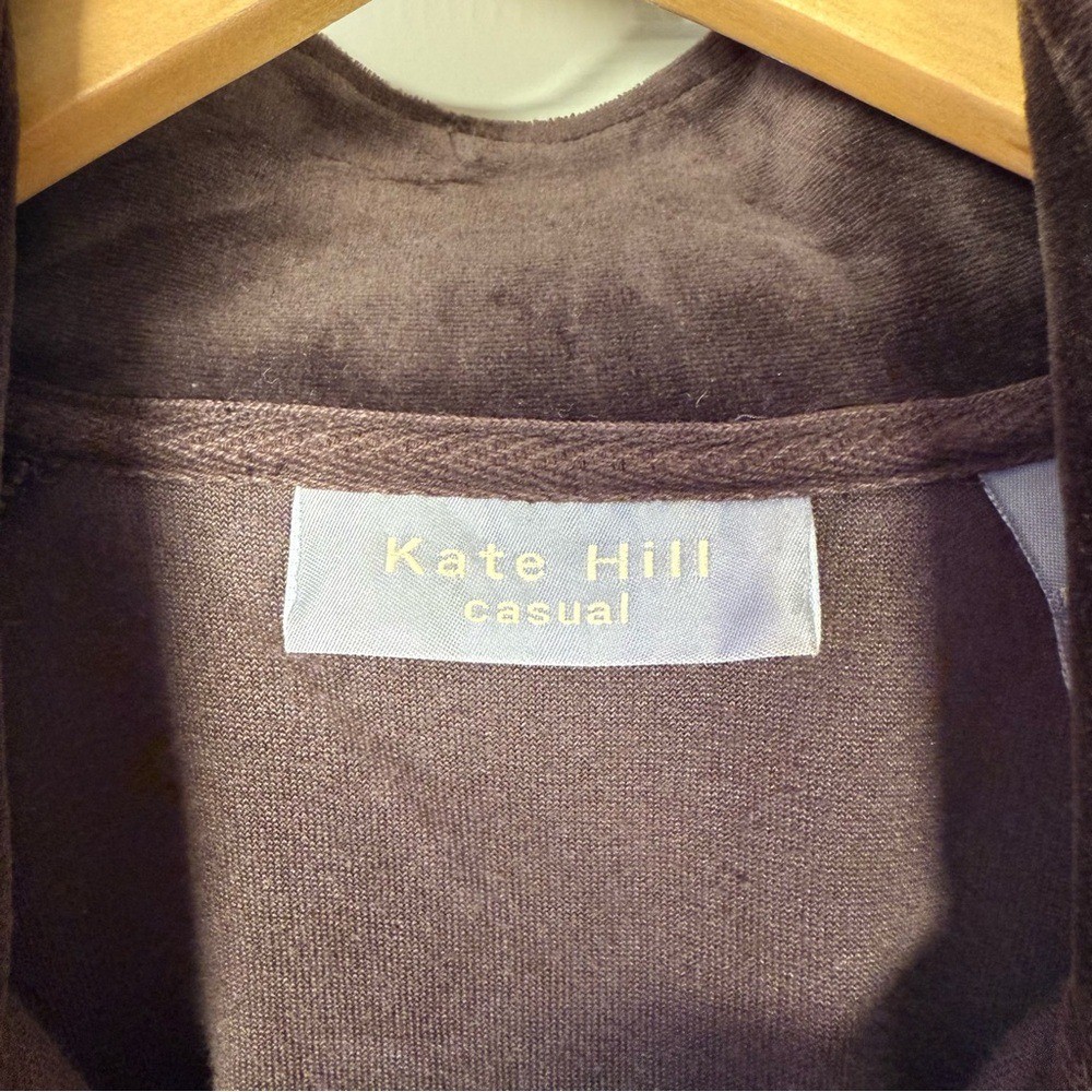 Vintage Kate Hill Brown Velour Jacket with Rhinestone Zipper Size XL
