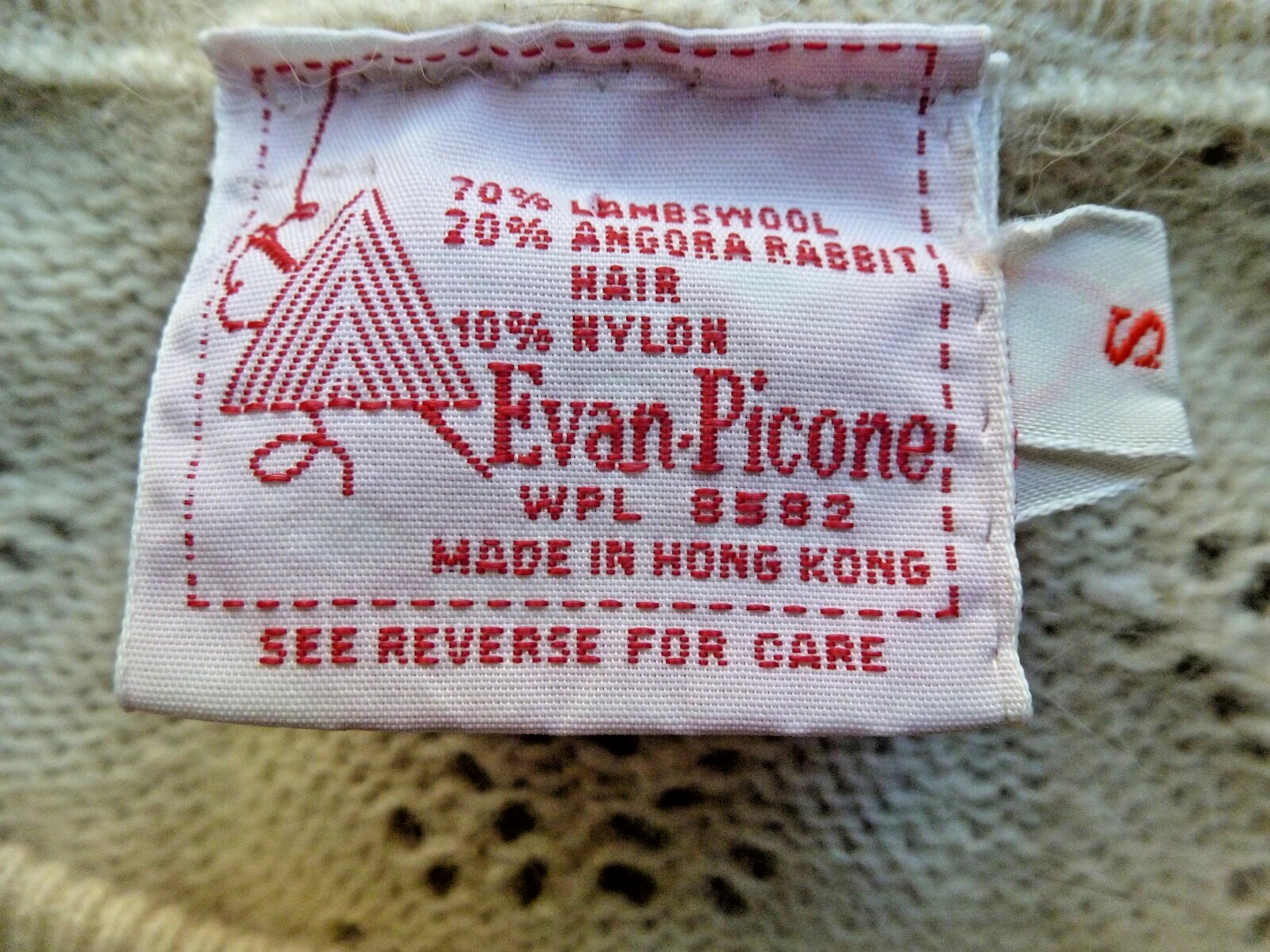 Vintage Evan Picone Sweater Small Cream Lambswool Angora Rabbit Hair Blend EUC