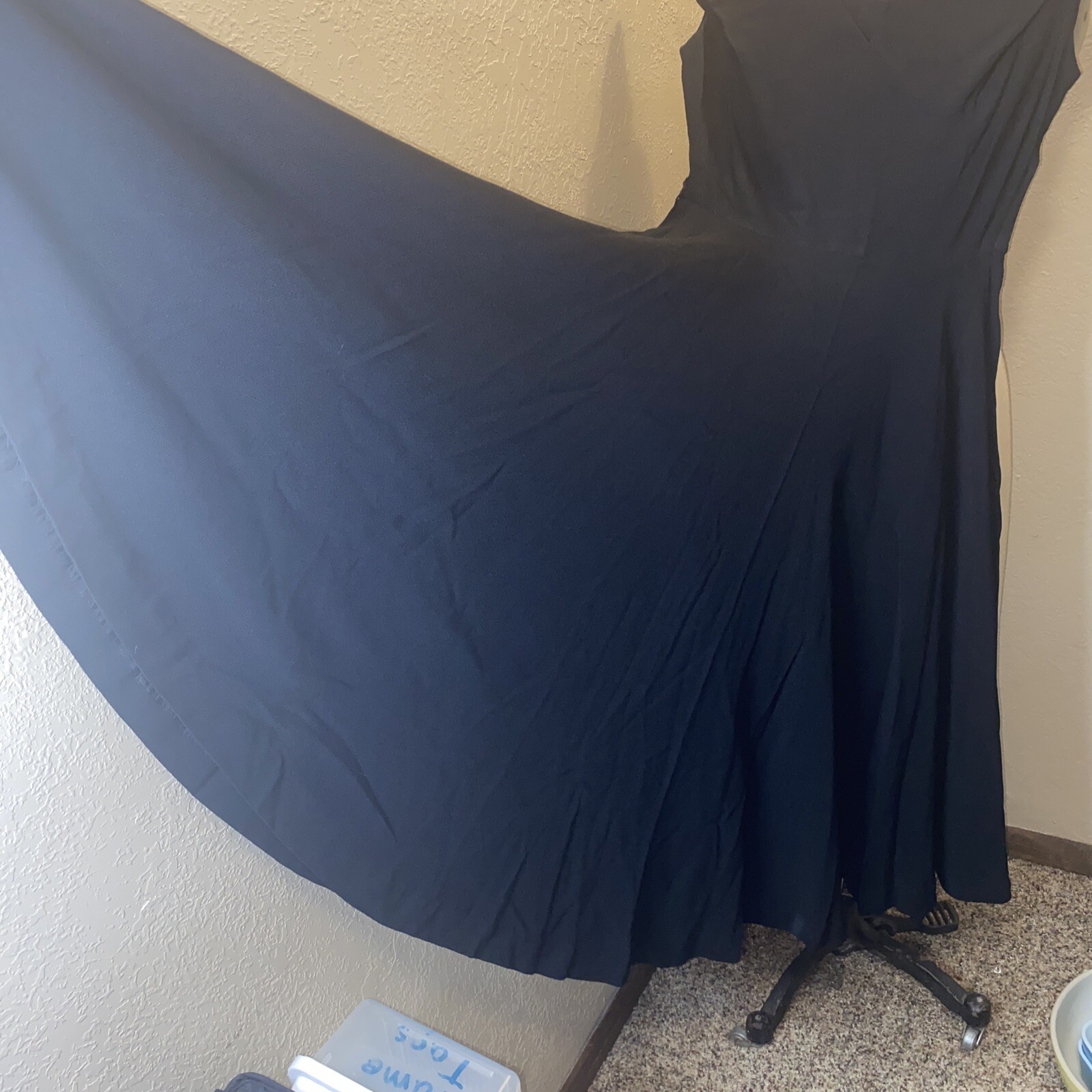 Vintage 1940s Simple Black Crepe Dress Size Small
