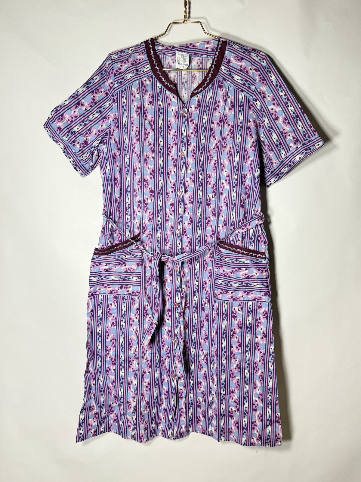 Smock apron house dress smock tie apron vintage 100% cotton 70s size 42
