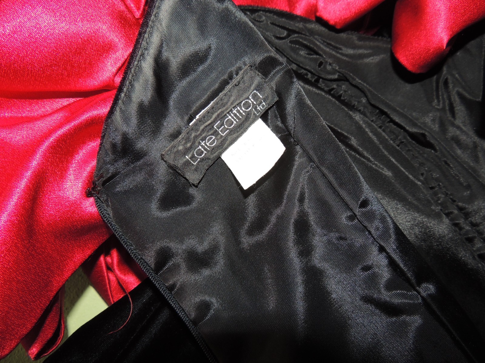 8 Vintage 80’s Dress Late Edition Black Velvet & Red Satin Sleeves