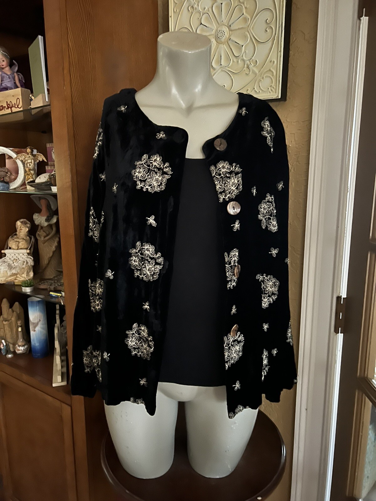 Vintage 90’s David Dart 2 Pc. Twinset Velour&Embrodieted Cardigan/Rayon Tank.Sm