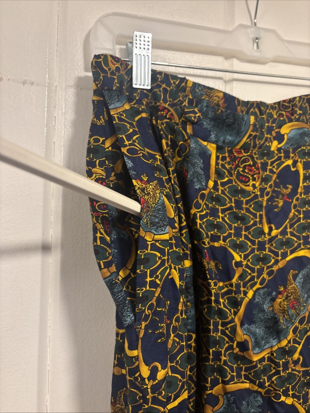 Pendleton Vintage 80s Equestrian Chain Stretch Skirt Sz 12 Tall Horse