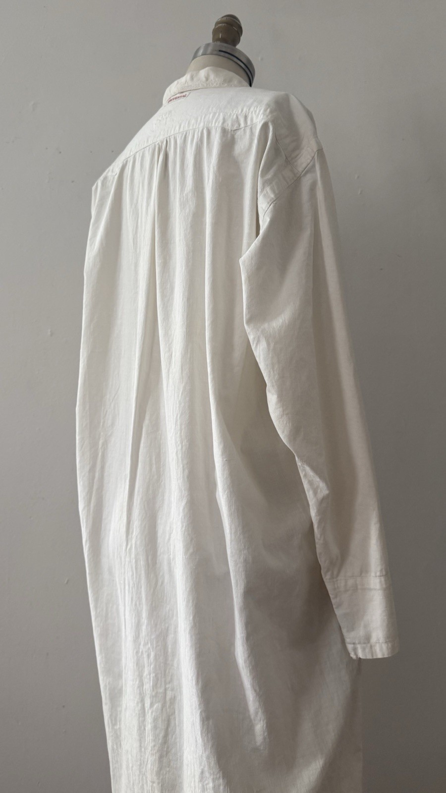 Antique Edwardian 1910s 1920s Cotton Night Shirt Dress Workwear Smock Oversized
