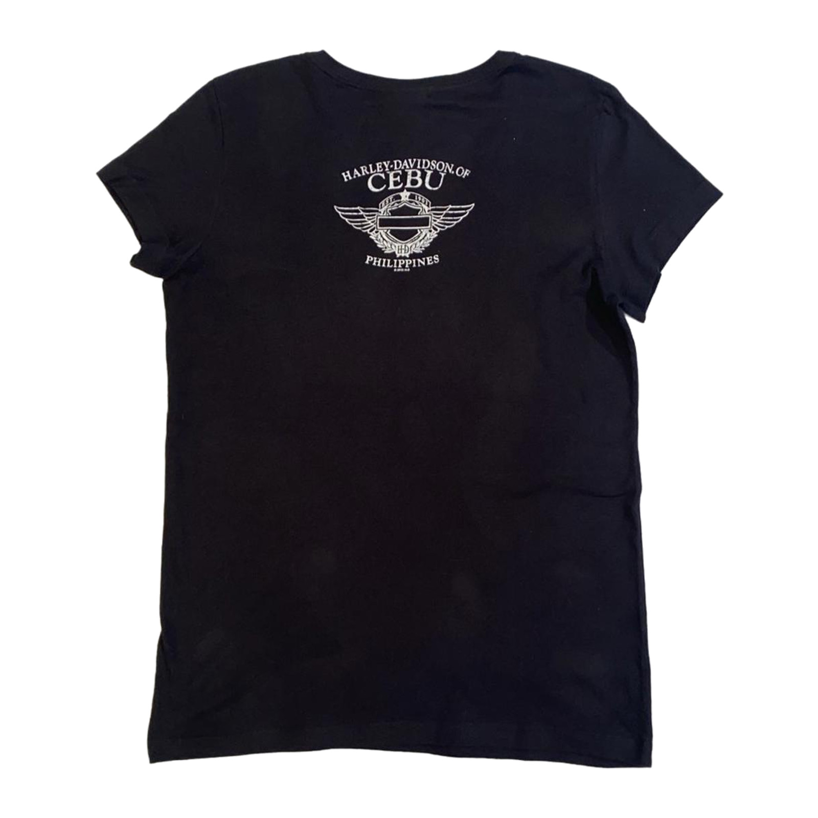 Harley Davidson Women’s Deep V Neck Short Sleeve T Shirt Black L