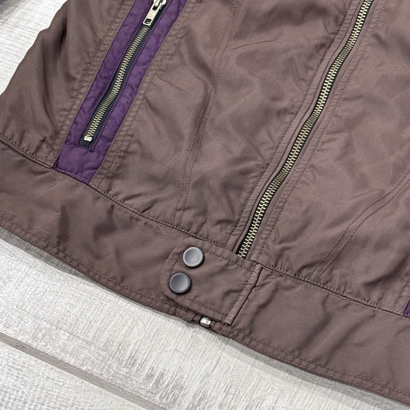 Vintage Y2K Diesel Women’s Moto Jacket Brown Purple Colorblock Full Zip Sz Large