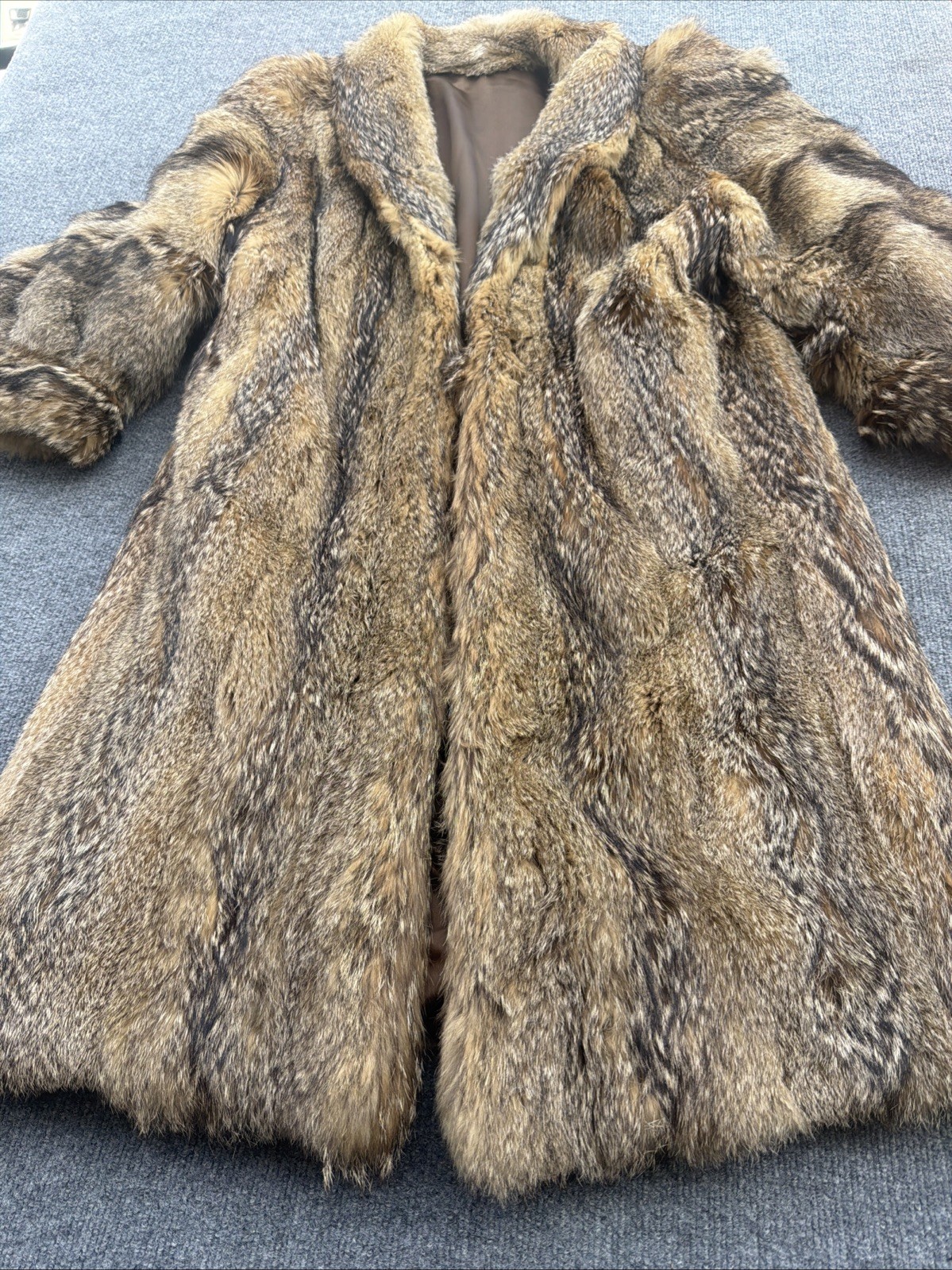 Vintage Genuine Raccoon Fur Coat Full Length 80s Glam Shawl Collar Made USA