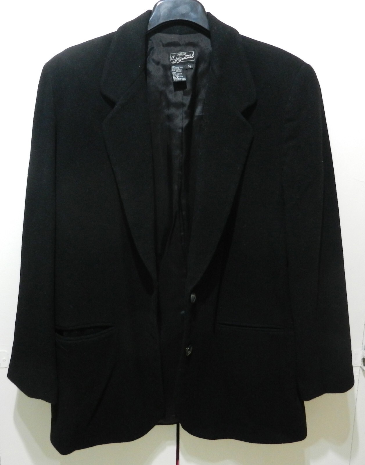 Vintage Parisian Signature Wool/Cashmere Black Blazer Size 14