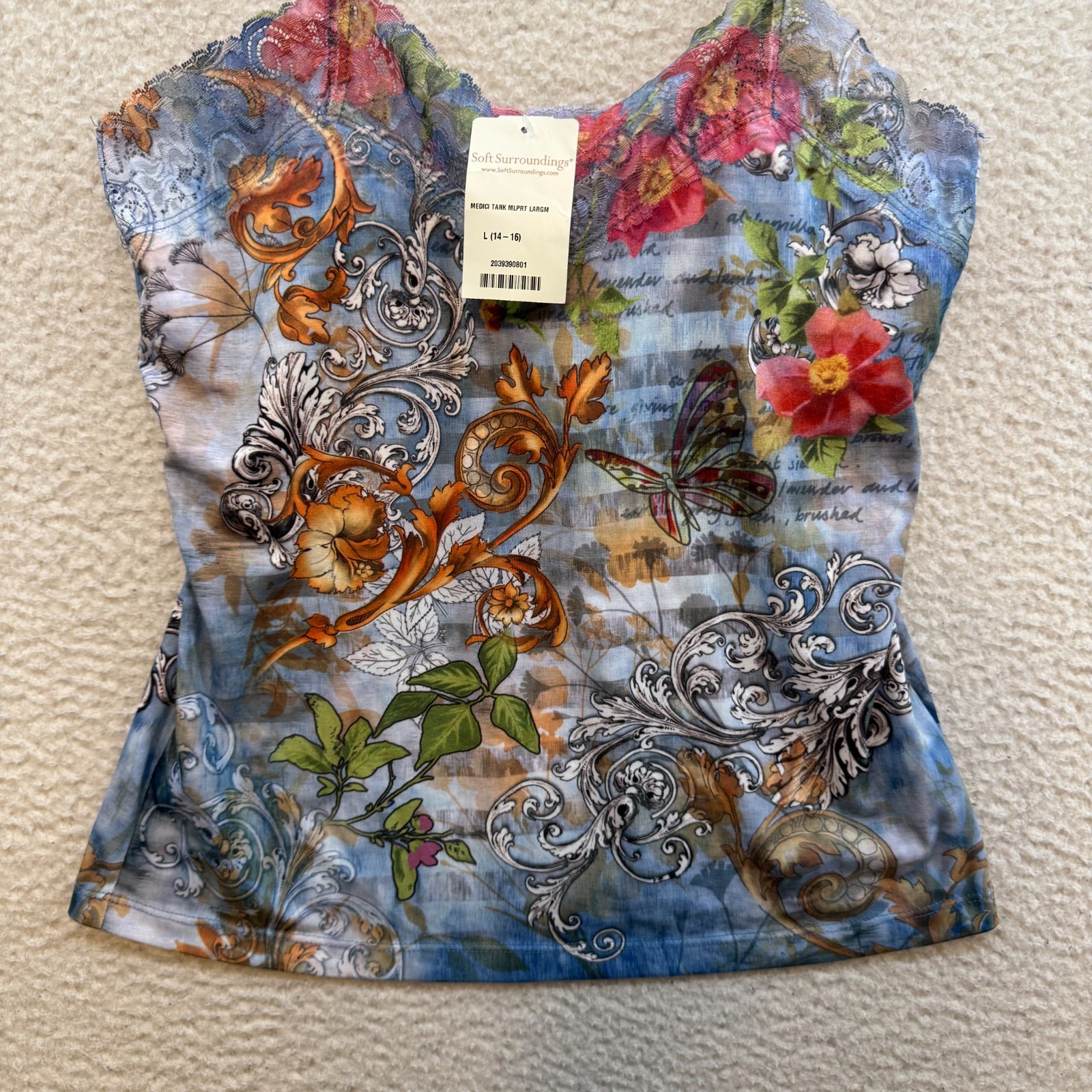 NEW NWT Y2K Vintage Camisole Tank Top Large Cyber Boho Fairy Grunge Whimsigoth