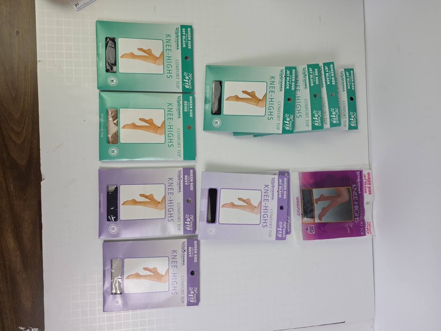 Vintage Walgreens Pantyhose Knee Highs Queen Sheer 5’3-6.2” 150-200lbs 11 Packs