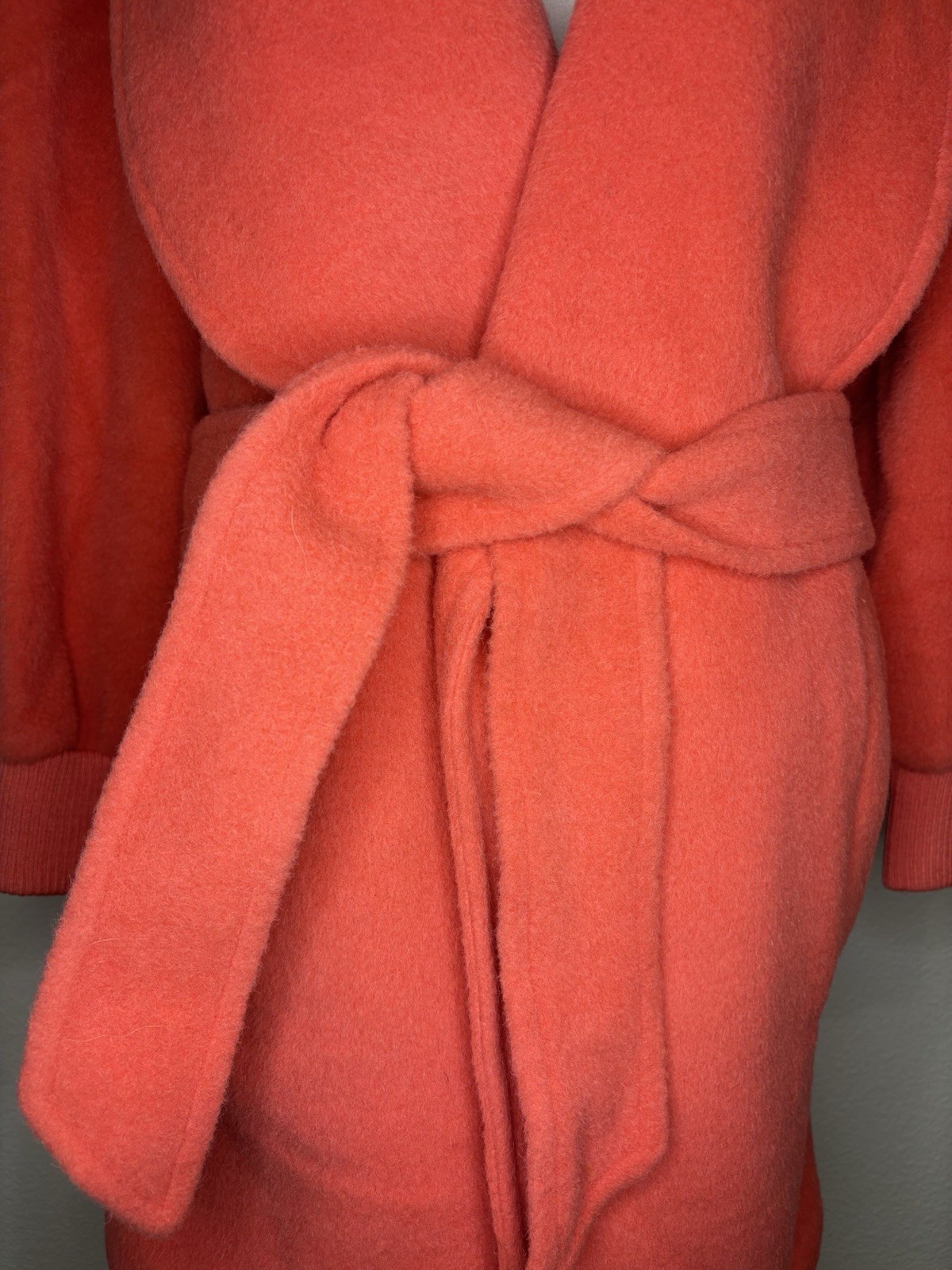 Rare VTG Claude Montana Coral Llama Cashmere Blend Oversized Robe Coat Size S/M