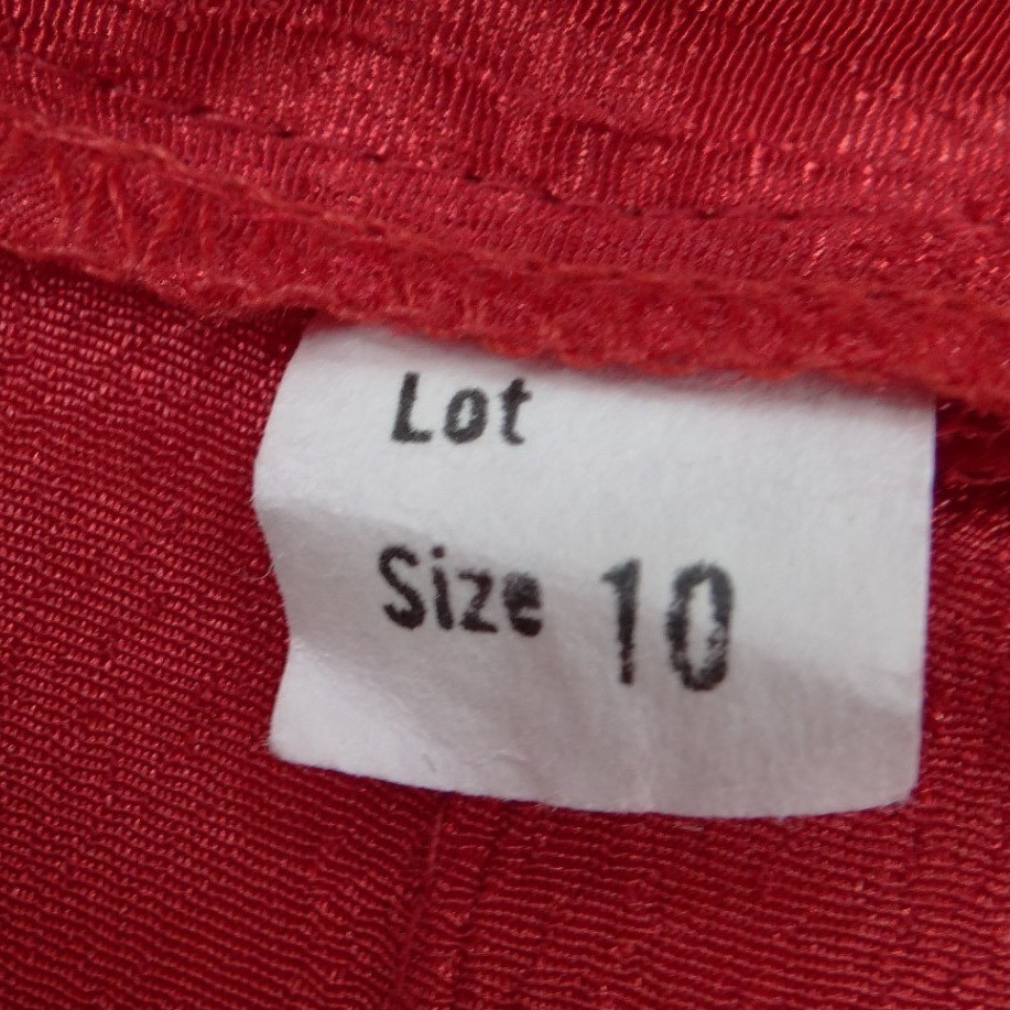 Vintage Galina Red Satin Polka Dot Jacquard Top and Midi Skirt Set Size 10