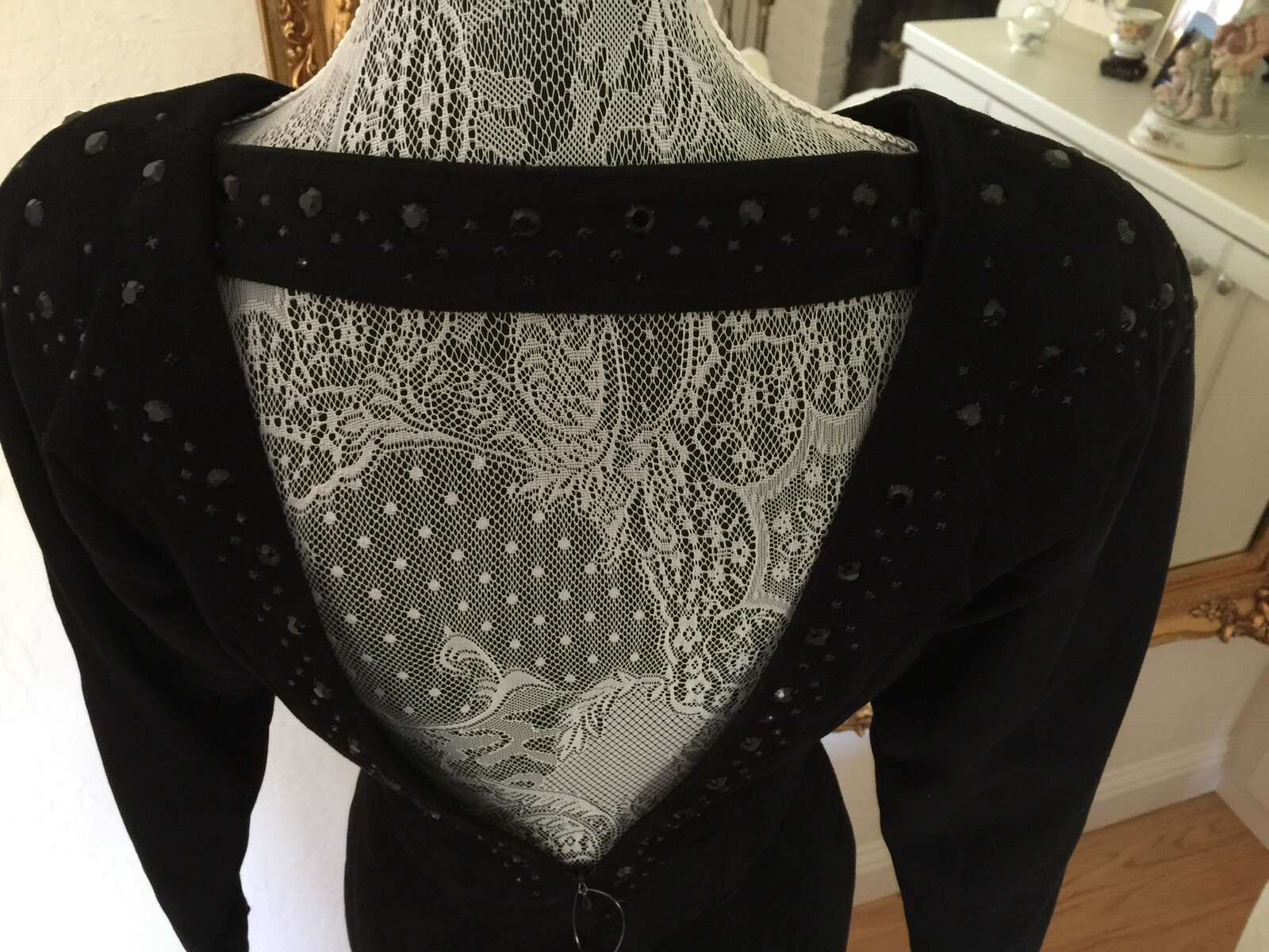 1980’s Vintage Black Suede Evening Dress By Vakko