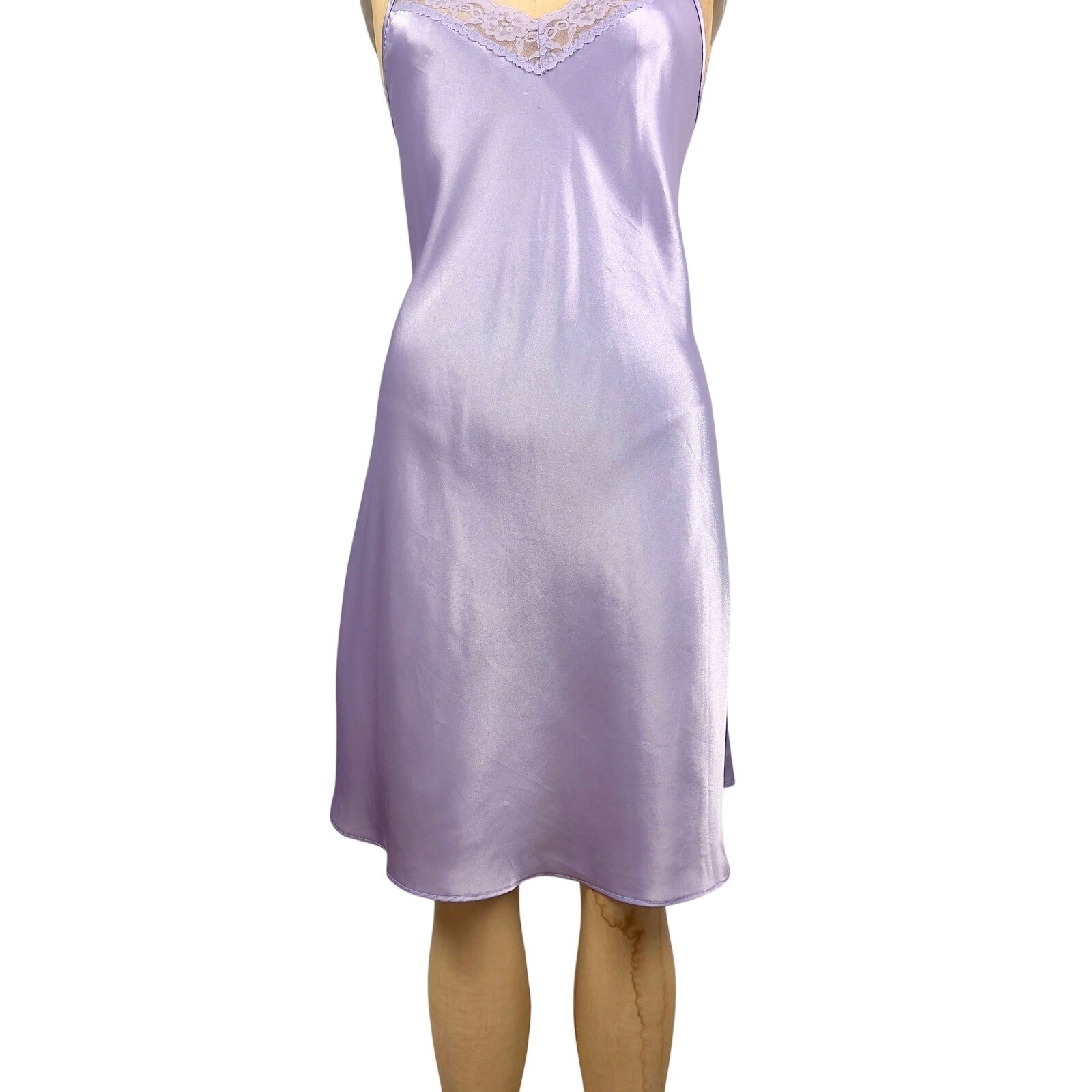 90s Gilligan O’Malley Satin Slip Dress Coquette Angelic Lavender Midi Vintage