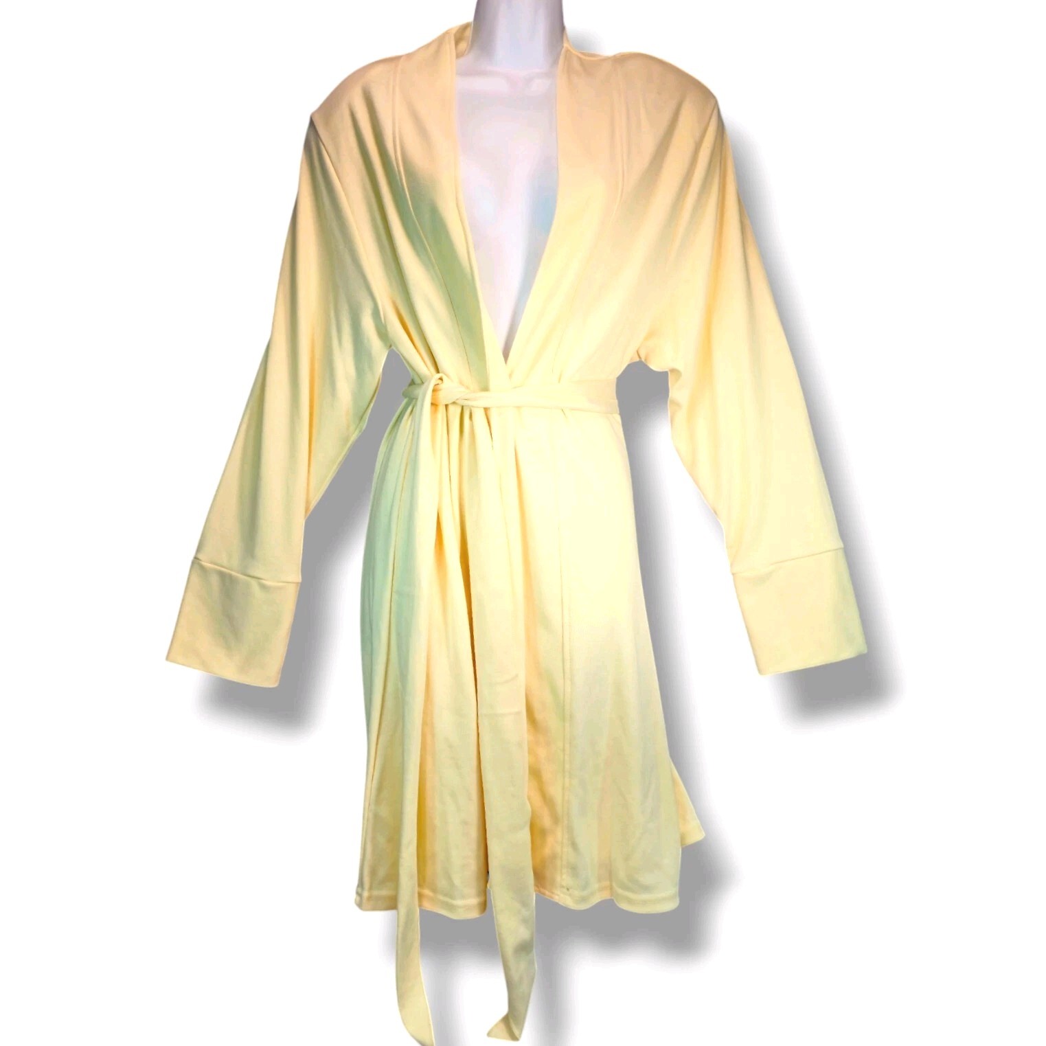 VTG 80’s Weekender’s Long Swimsuit Cover-Up Robe Size M/L Ivory W/Belt Cotton